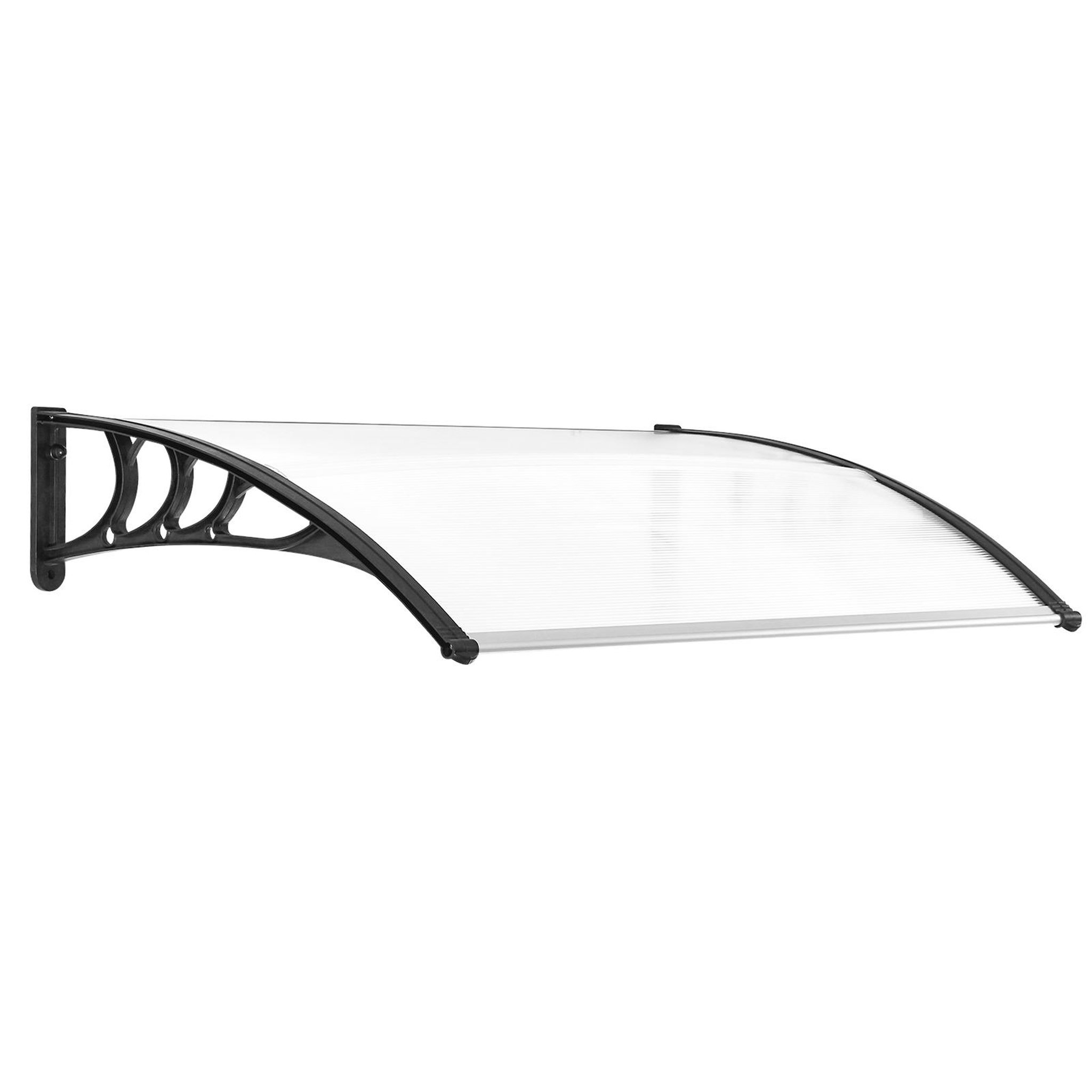 OUTSUNNY Auvent marquise de porte design voûté arrondi dim. 100L x 80l x 23H cm polycarbonate plastique noir