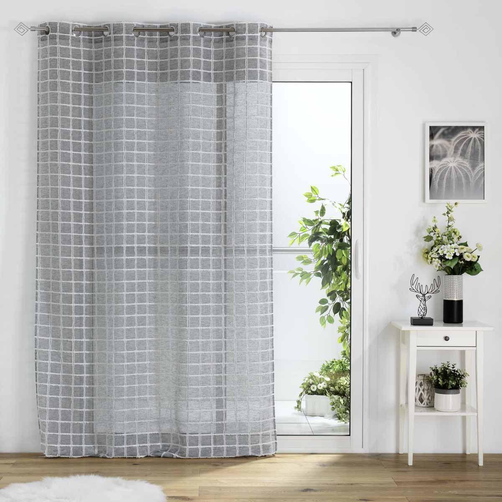 Voir la diapositive 5 : Douceur d'Intérieur Rideau voilage à œillets  karrona  140x240cm anthracite