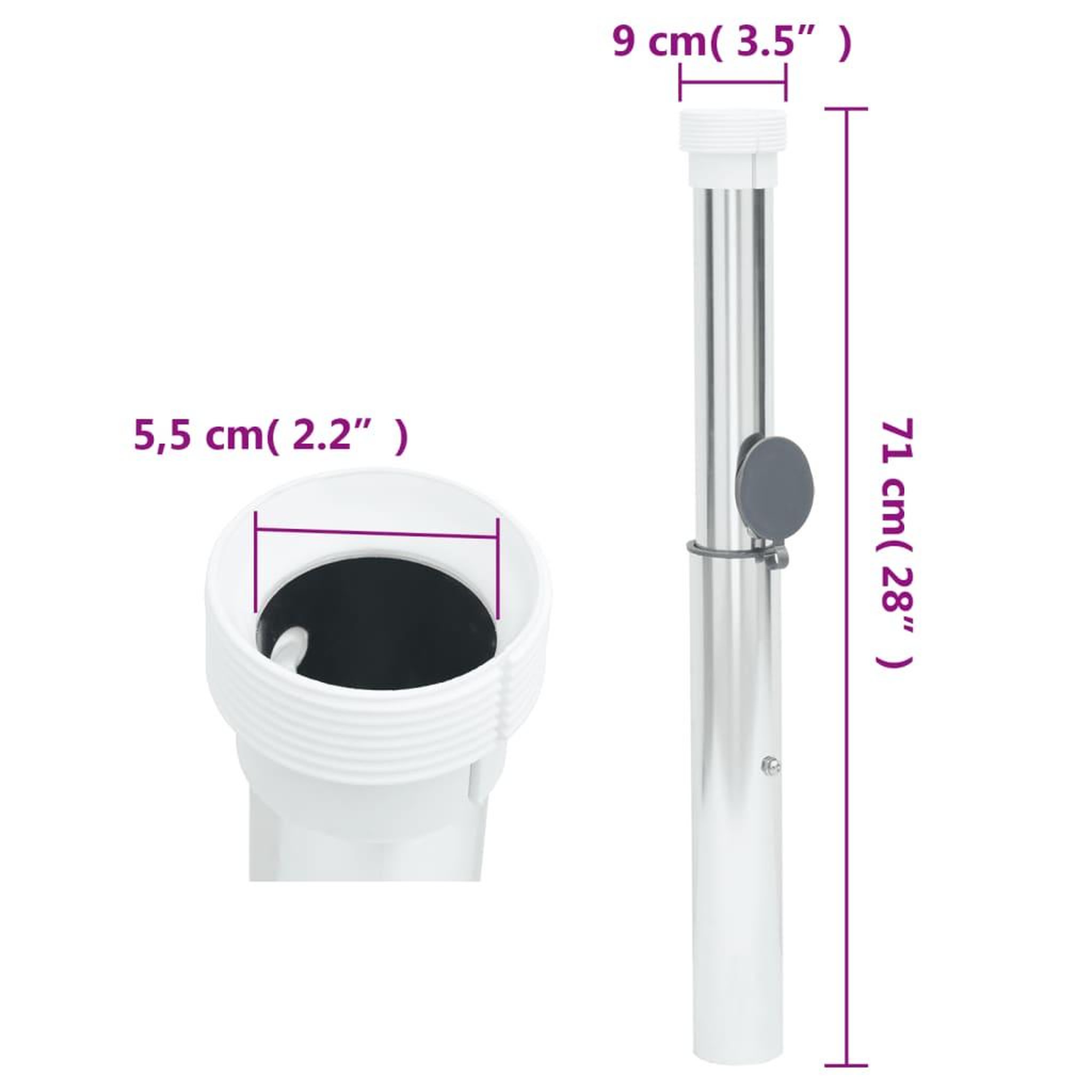 Voir la diapositive 6 : VIDAXL Base de parasol enterree pour mat 40-50 mm argente aluminium