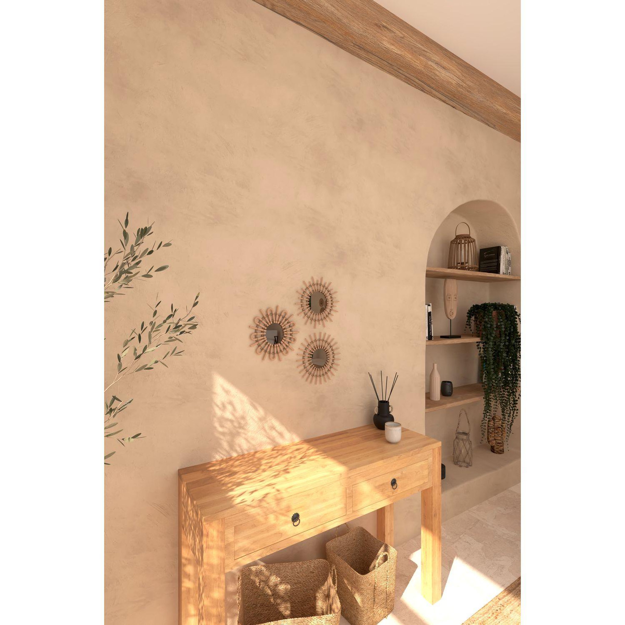 Voir la diapositive 3 : ATMOSPHERA Lot de 3 miroirs soleil en rotin - diam. 28 cm - beige