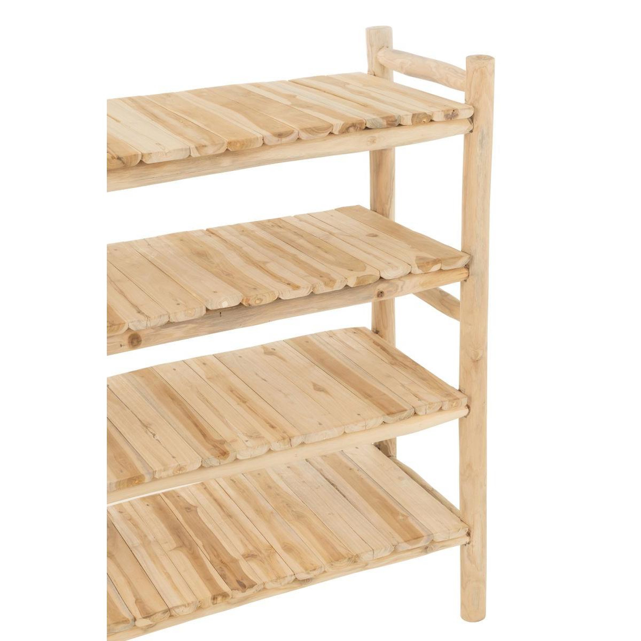Voir la diapositive 5 : J-LINE Étagère 4 niveaux en teck  latonya  140cm naturel