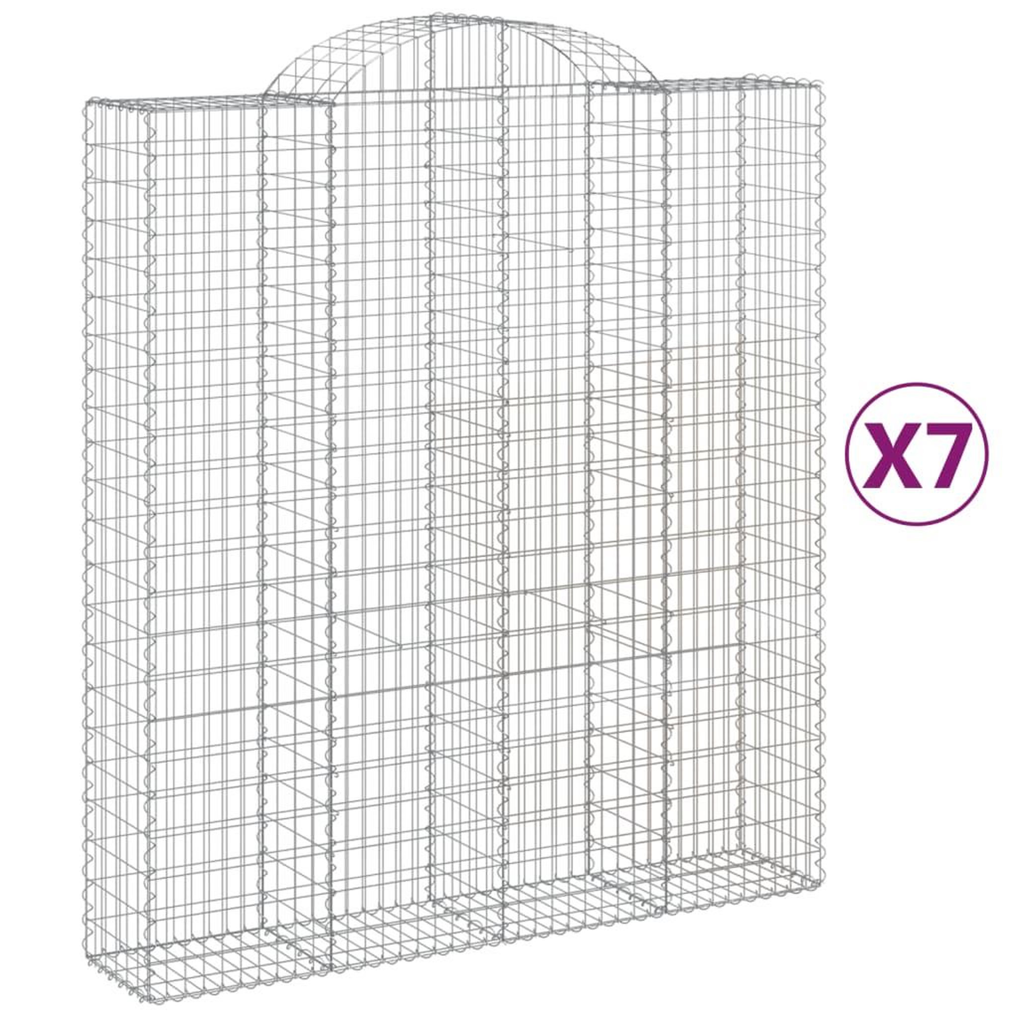 Voir la diapositive 2 : VIDAXL Paniers a gabions arques 7 pcs 200x50x220/240 cm Fer galvanise