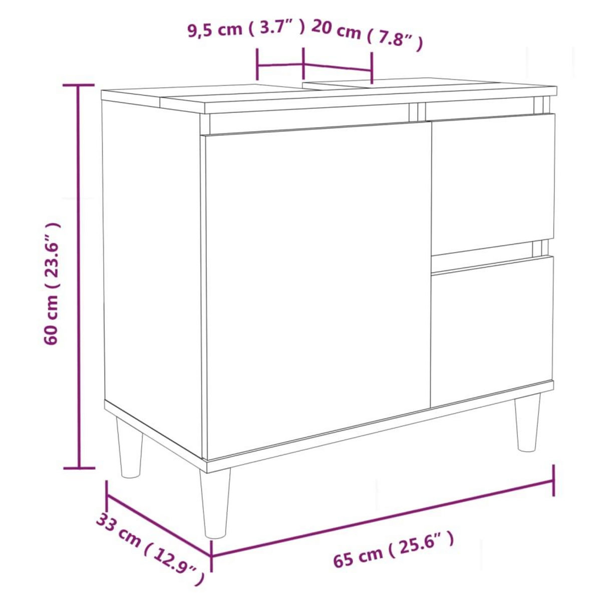 VIDAXL Armoire salle de bain chene sonoma 65x33x60 cm