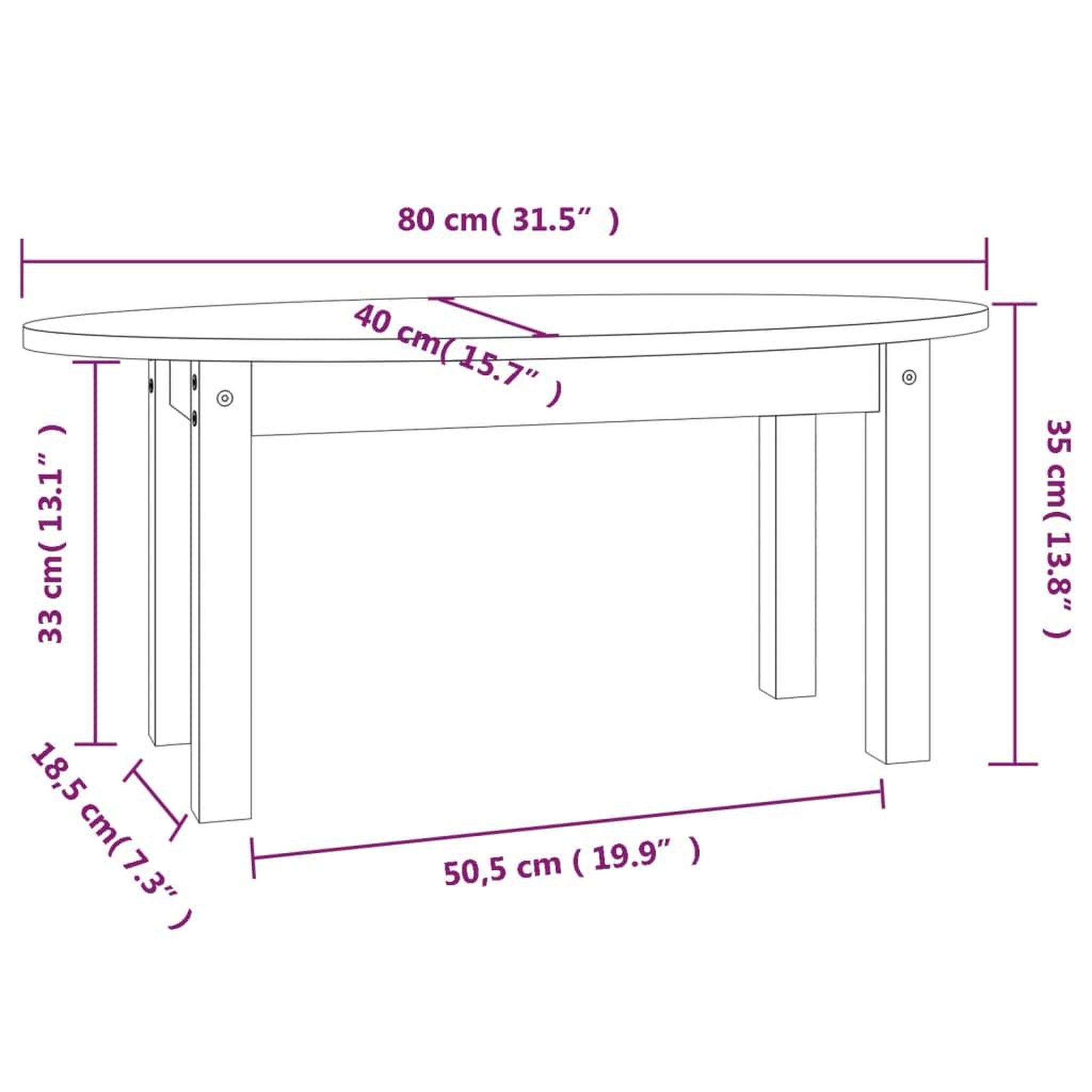 Voir la diapositive 6 : VIDAXL Table basse Noir 80x40x35 cm Bois massif de pin