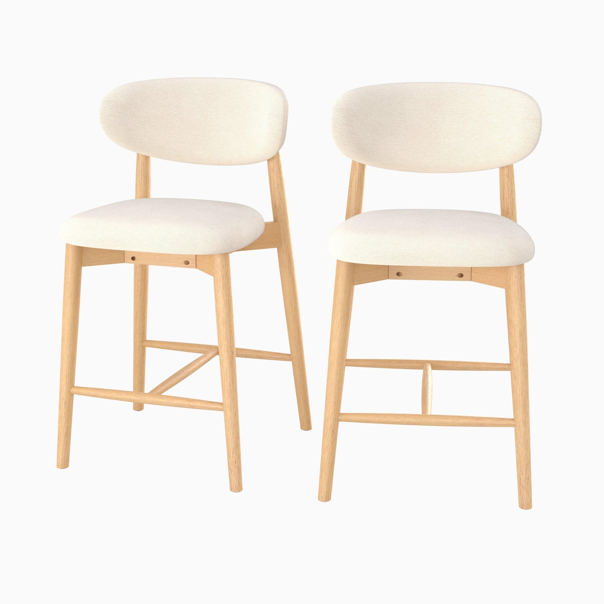 MAISON PAVANE Lot de 2 chaises pour ilot central 64,5 cm en tissu beige-yuna