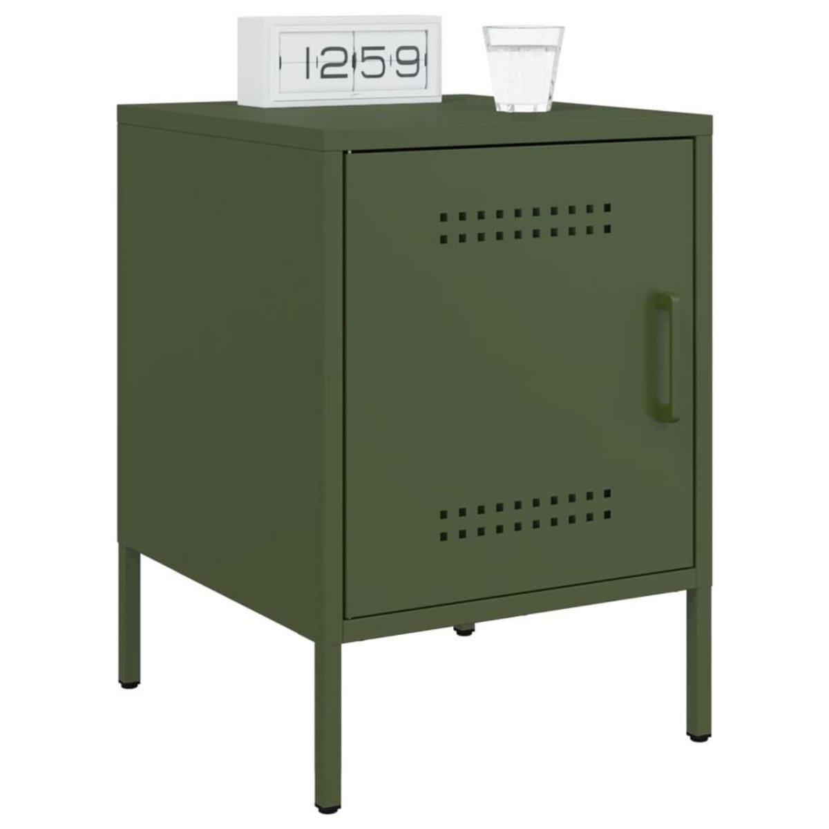 VIDAXL Tables de chevet 2 pcs vert olive 36x39x50,5 cm acier