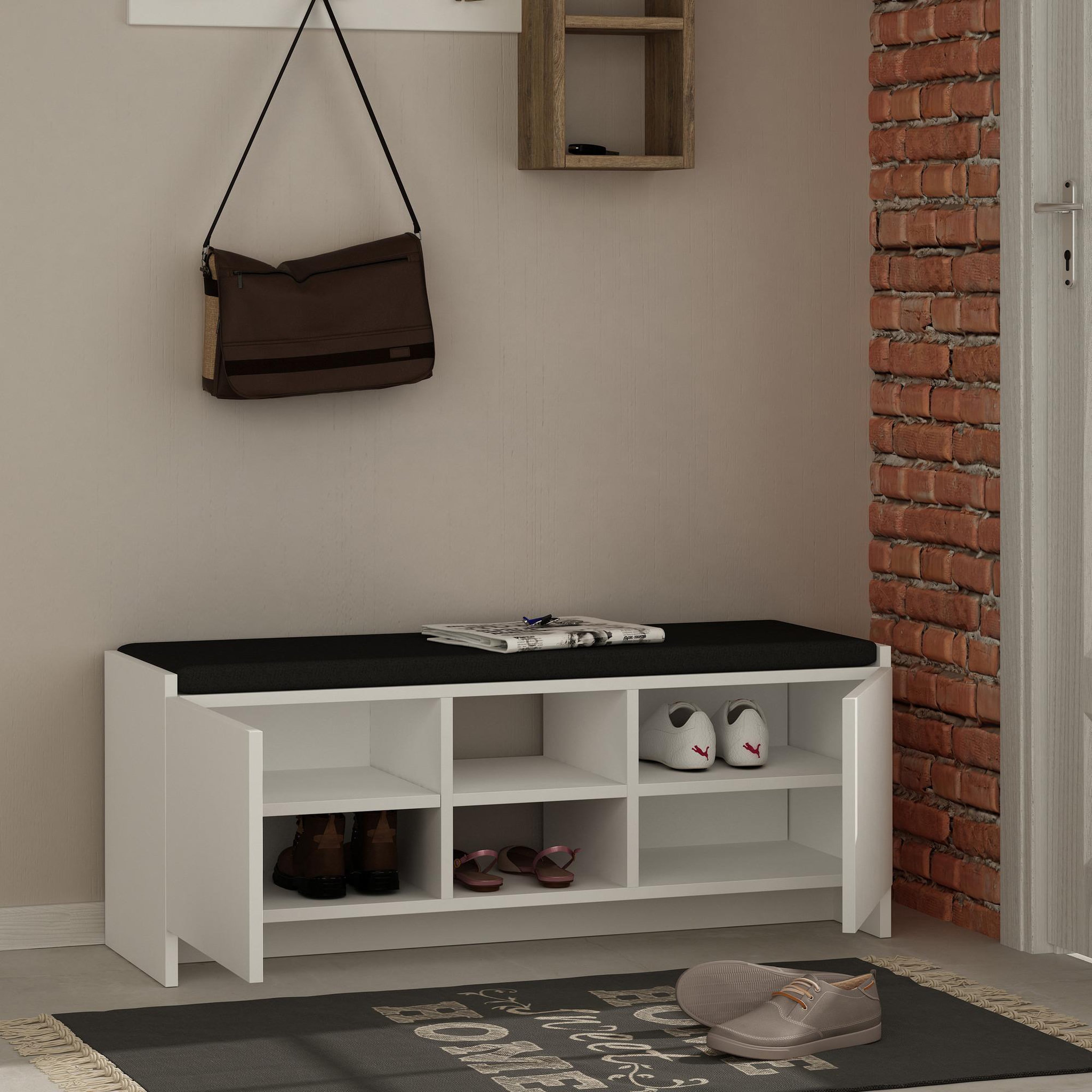 Voir la diapositive 3 : Habitat et Jardin Meuble à chaussures en bois  zulla  - 110 x 37 x 43 cm - blanc