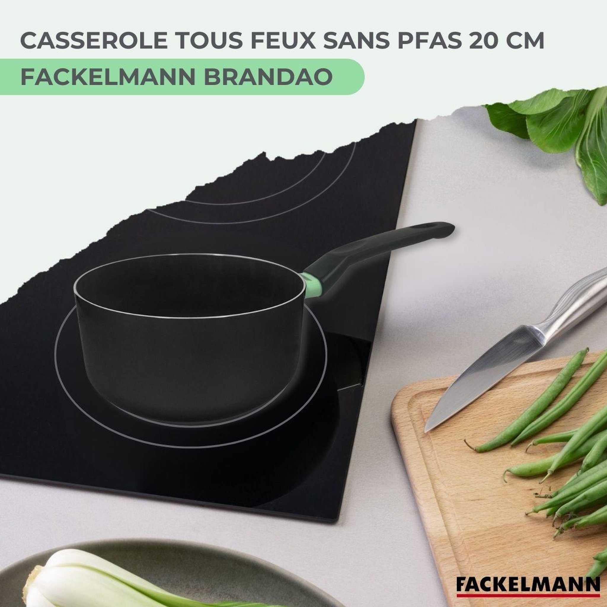Voir la diapositive 2 : Fackelmann Casserole 20 cm aluminium revêtement céramique antiadhésif sans PFAS Fackelmann Brandao
