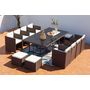 Voir la diapositive 2 : CONCEPT USINE Table et chaises 12 places encastrables résine marron-blanc MIAMI