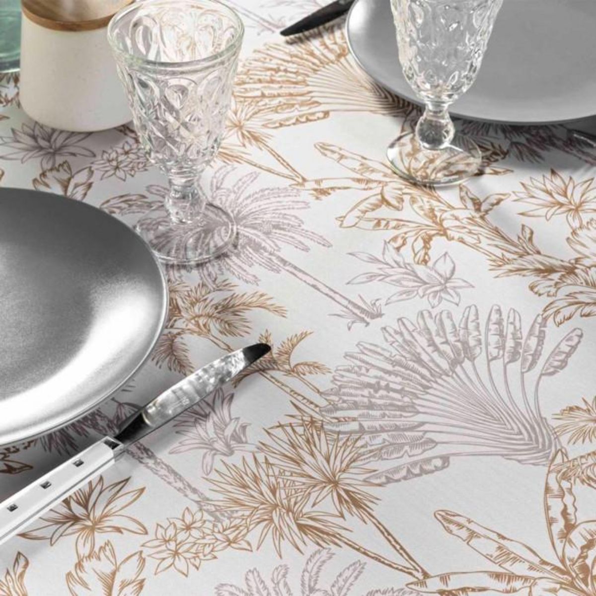 Paris Prix Nappe Antitache Imprimé  Canarie  145x240cm Naturel