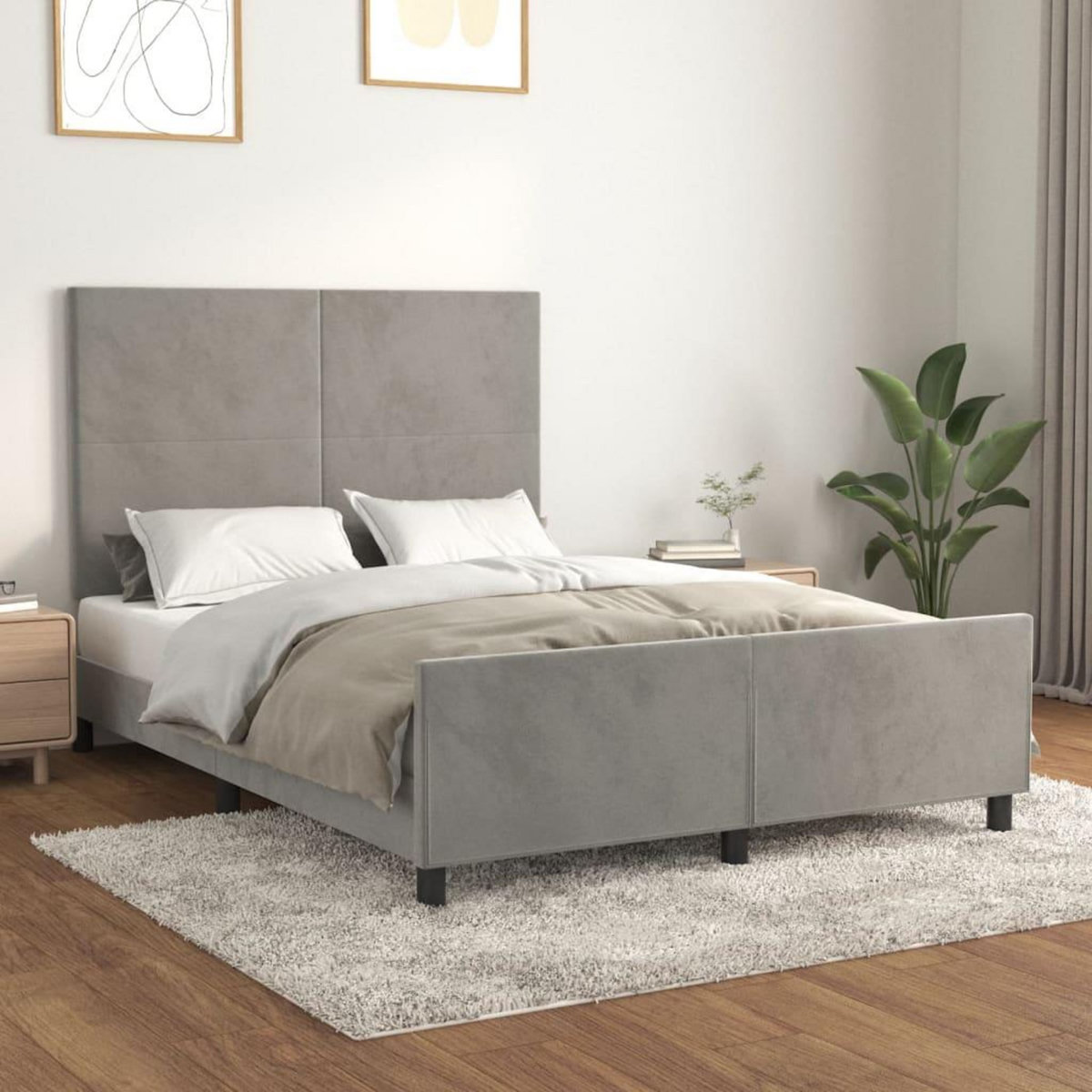 VIDAXL Cadre de lit sans matelas gris clair 140x200 cm velours