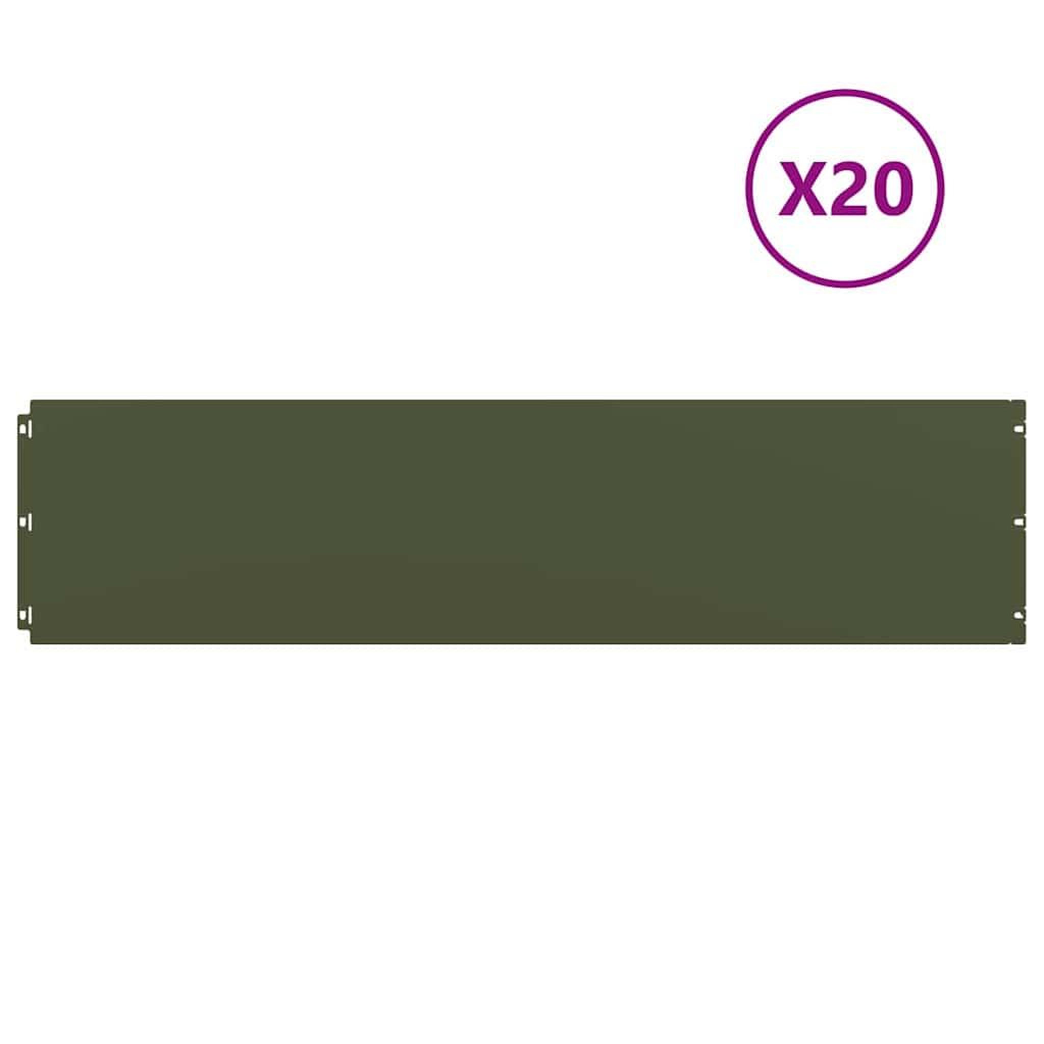Voir la diapositive 2 : VIDAXL Bordures pelouse 20pcs vert olive 25x103cm acier lamine a froid