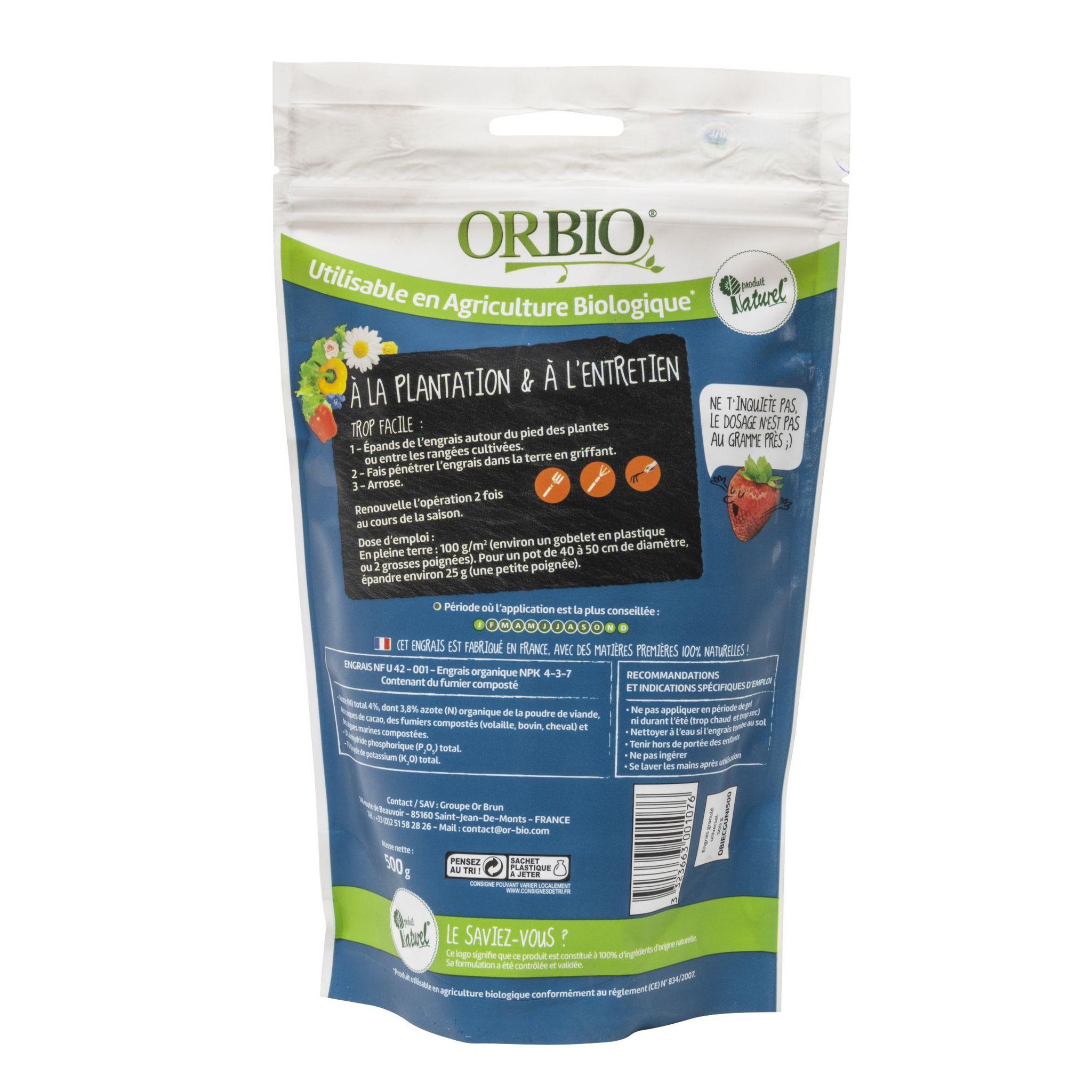 Voir la diapositive 3 : ORBIO Engrais universel 500g orbio