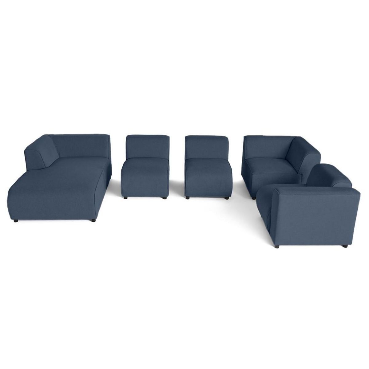 LISA DESIGN Suaro - canapé modulable panoramique d'angle droit 7 places en tissu texturé