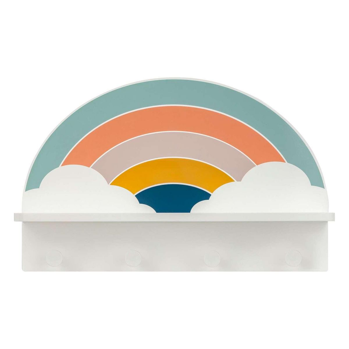 ATMOSPHERA Étagère patère 4 crochets en bois ARC-EN-CIEL - Multicolore