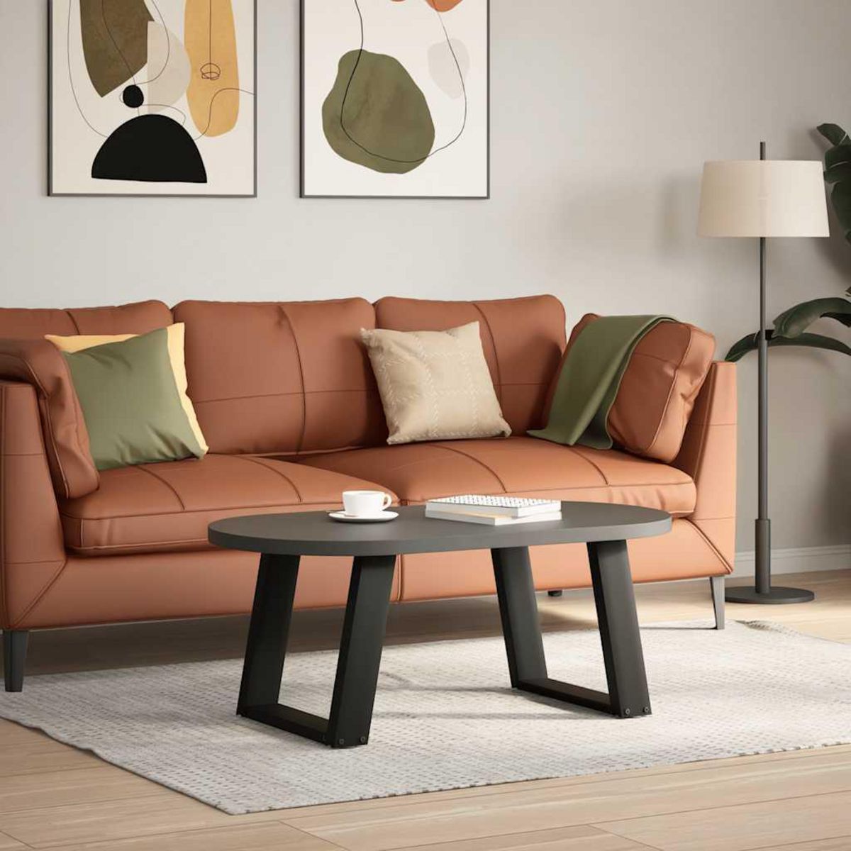 VIDAXL Pieds de table basse forme de U 2 pcs noir 50x(42-43) cm acier