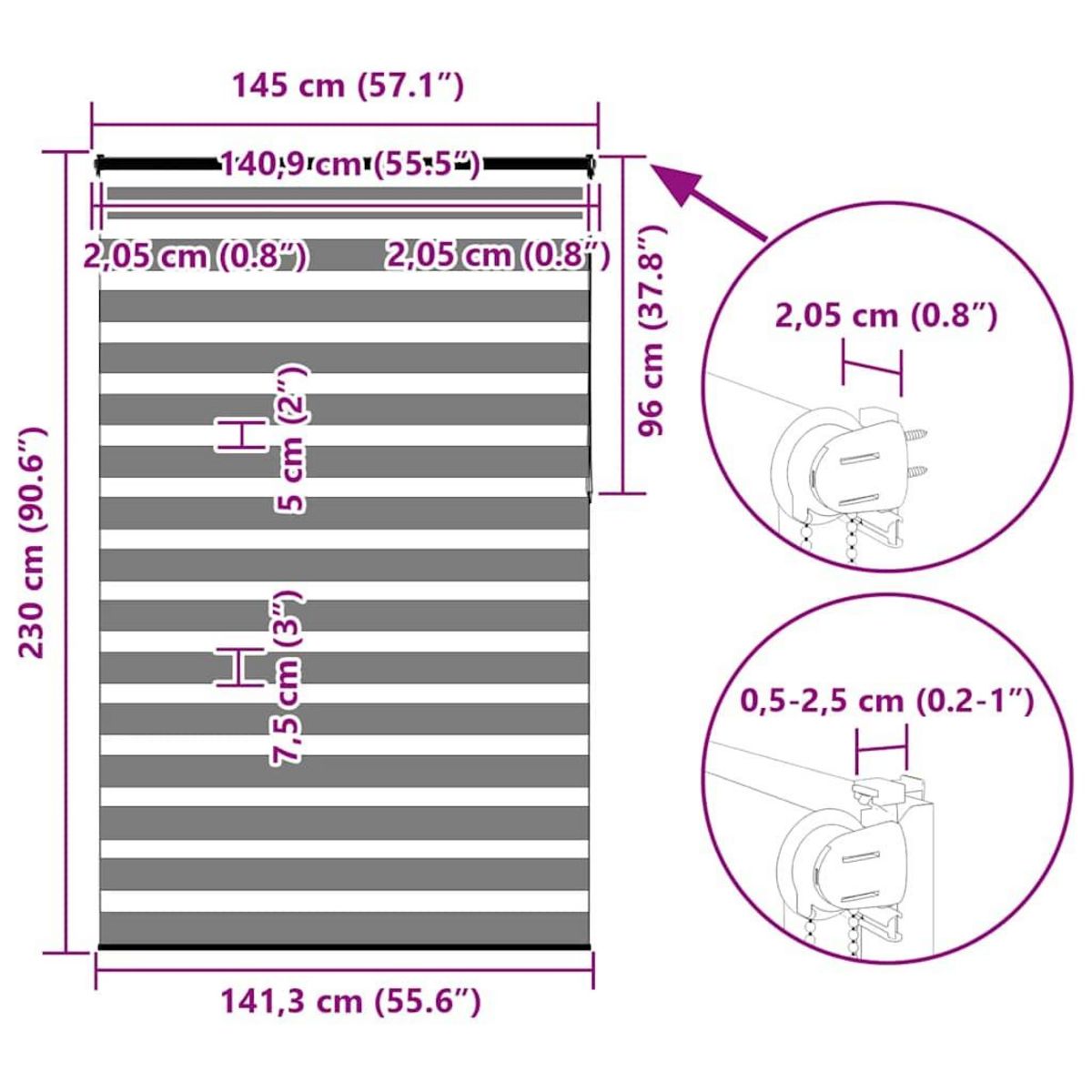 VIDAXL Store zebre marron sable largeur du tissu 140,9cm polyester