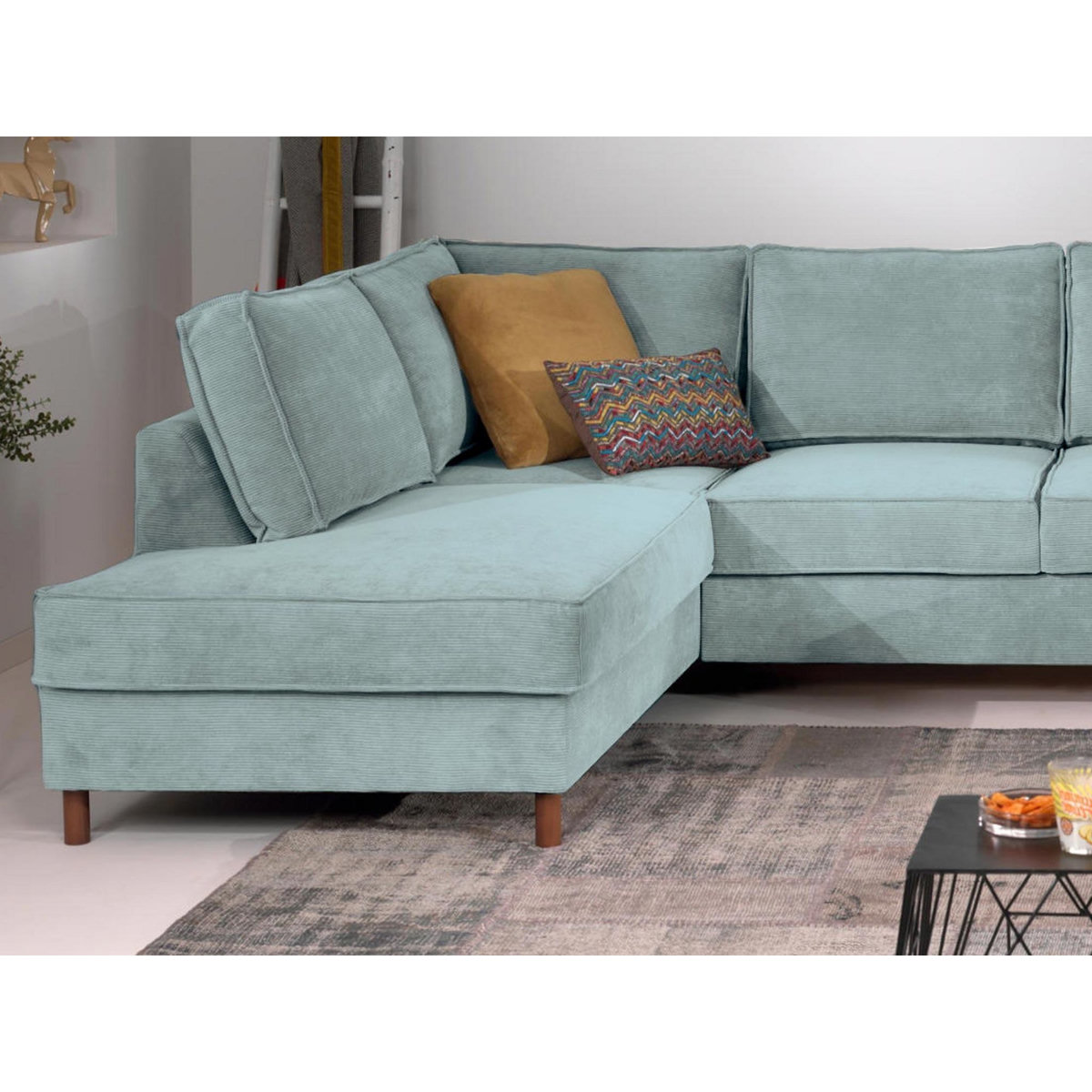 LISA DESIGN Jake - canapé panoramique d'angle gauche - convertible avec coffre - 7 places - en velours côtelé