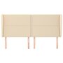 Voir la diapositive 3 : VIDAXL Tete de lit avec oreilles Creme 203x23x118/128 cm Tissu