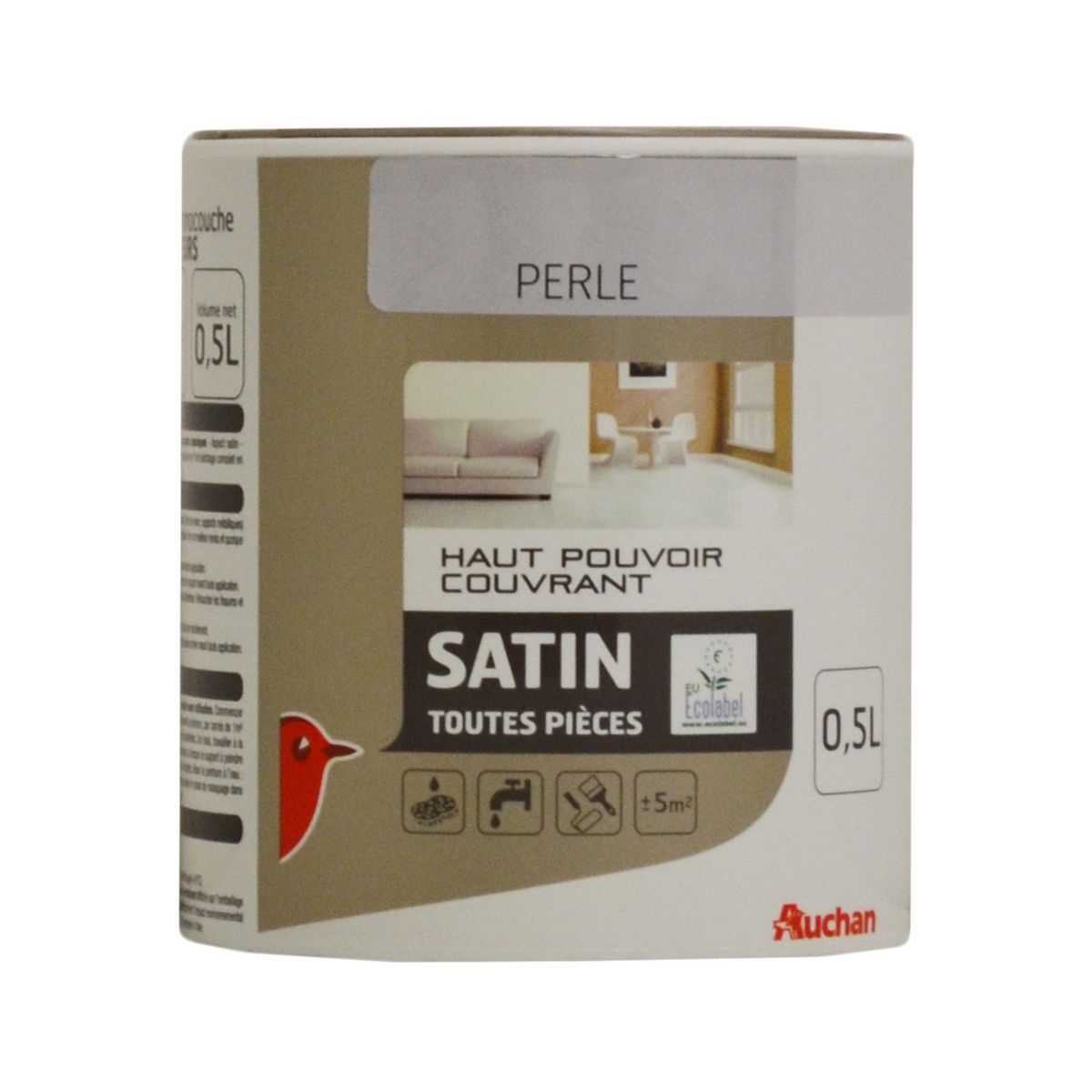 AUCHAN Peinture murale satin couleur perle 