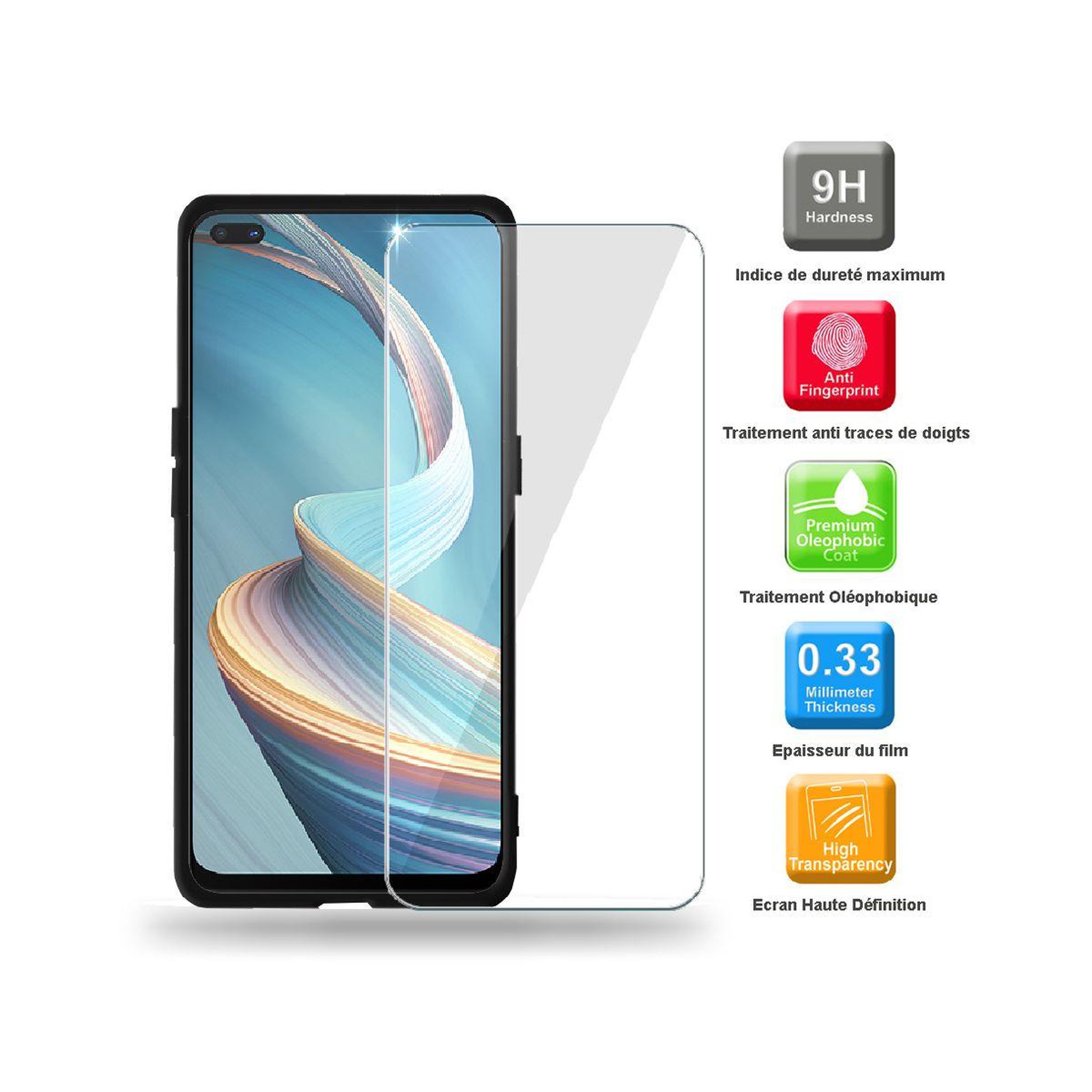Voir la diapositive 2 : IBROZ Coque oppo reno 4z coque noir + verre trempé
