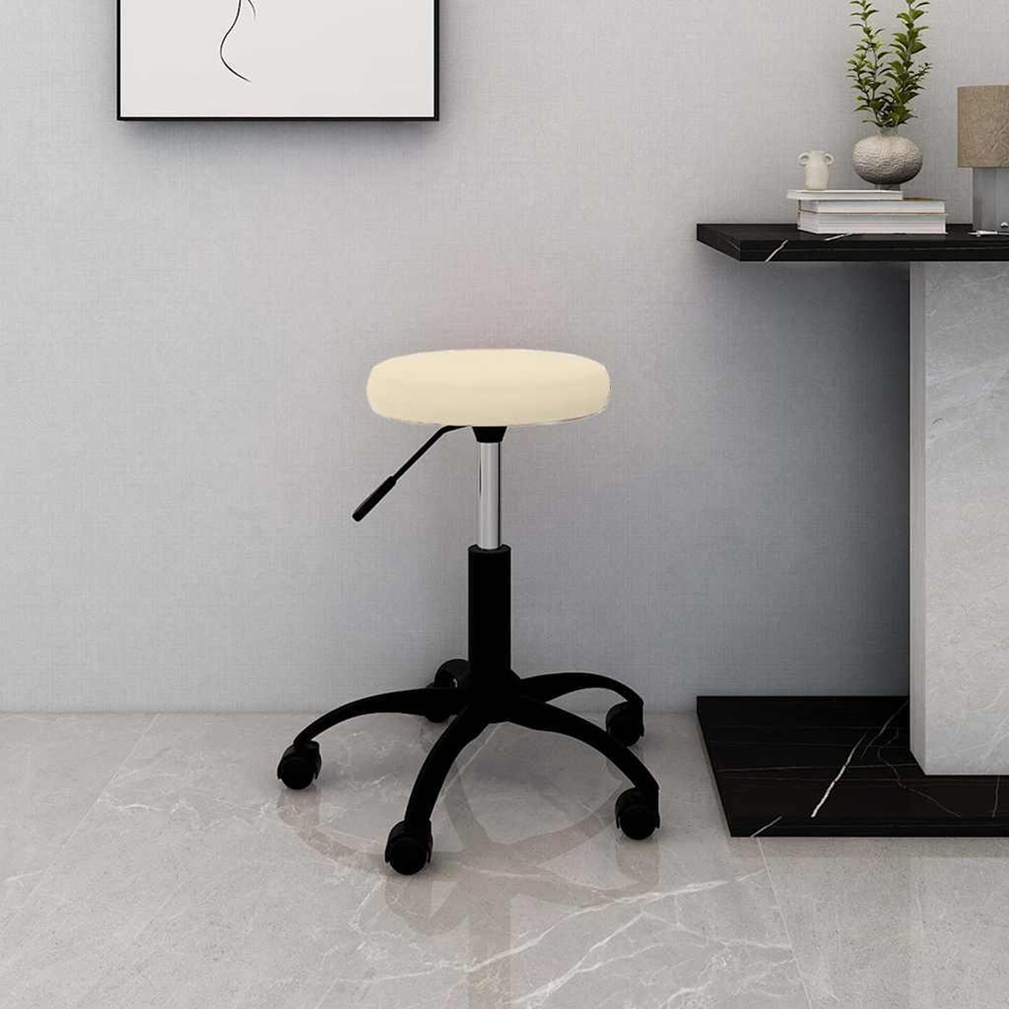VIDAXL Chaise de bureau pivotante creme velours
