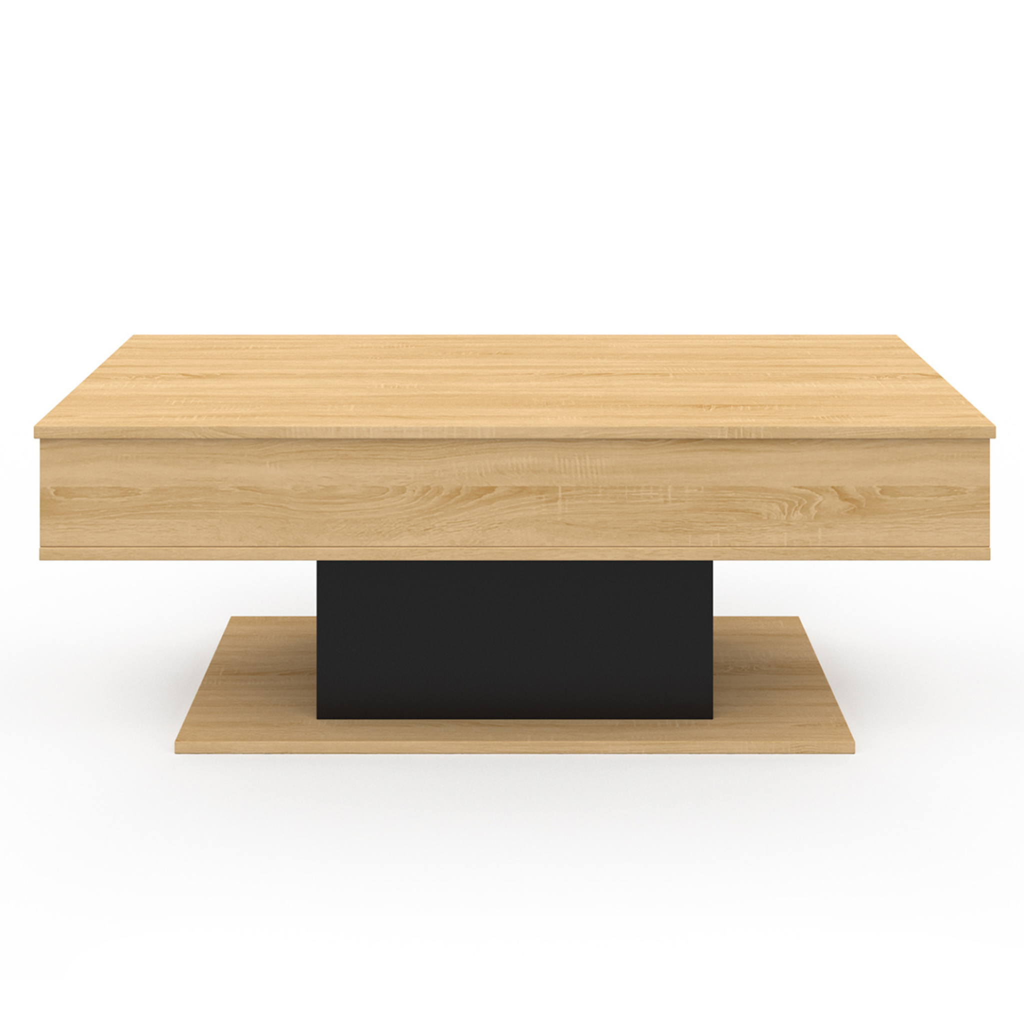 Voir la diapositive 3 : ID MARKET Table basse plateau relevable rectangulaire eden bois et noir