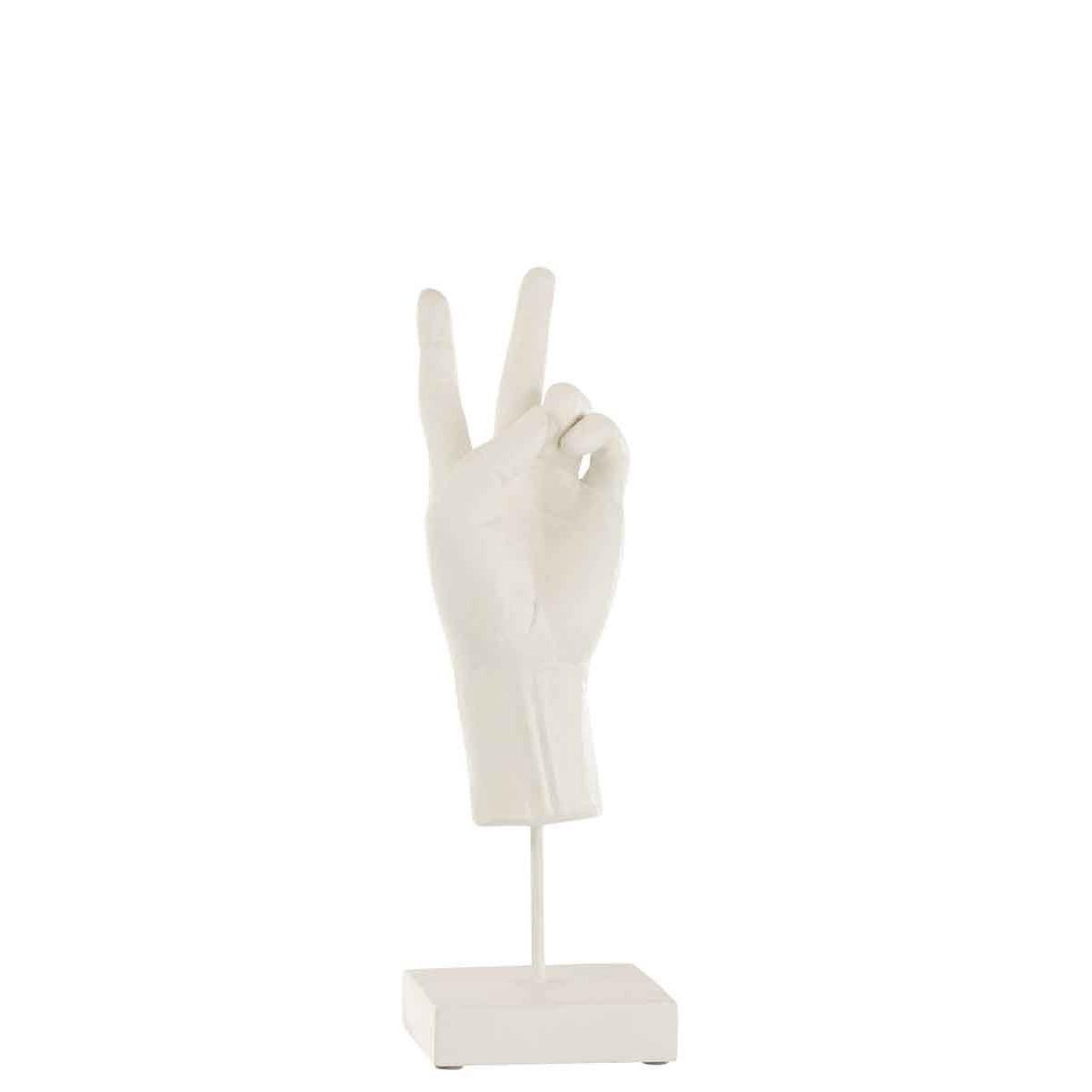 Voir la diapositive 2 : J-LINE Statuette Déco  Main sur Pied  35cm Blanc
