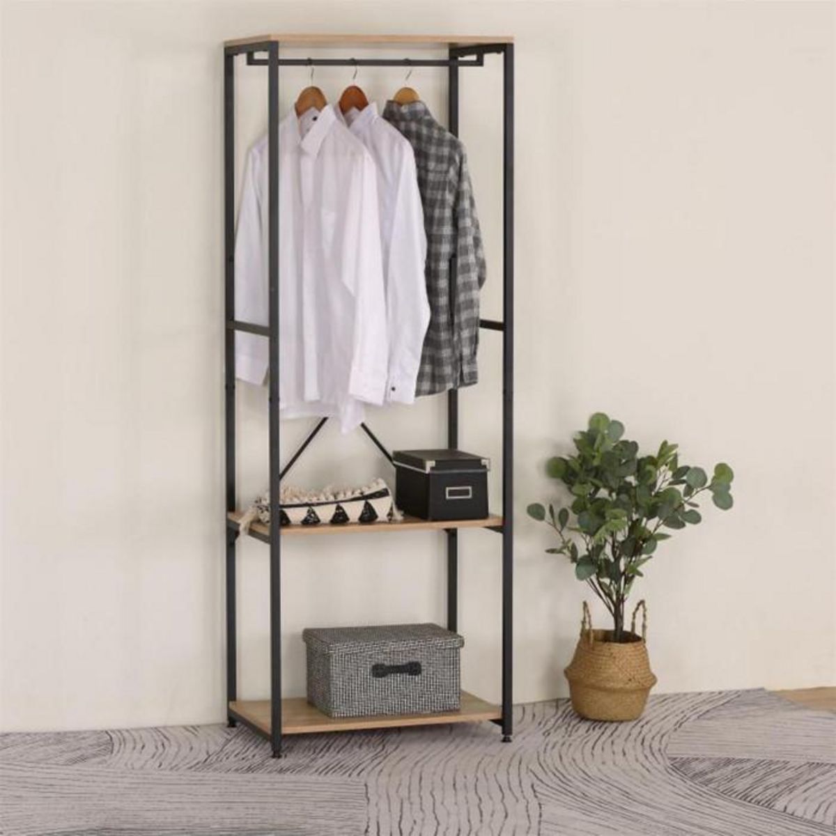 Paris Prix Portant à Vêtements  Stan  167cm Naturel & Noir