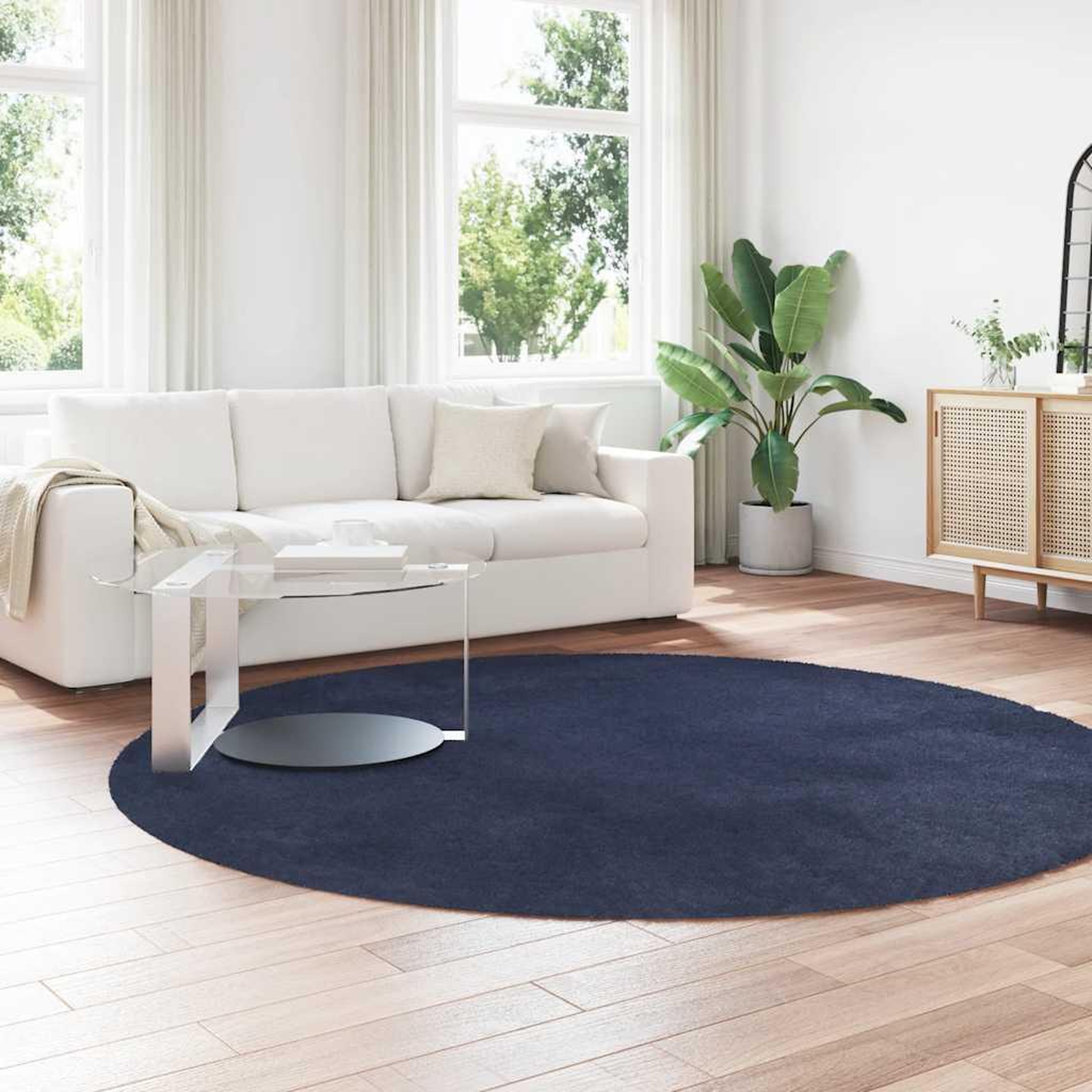 Voir la diapositive 3 : VIDAXL Tapis shaggy a poils longs NAVARRA bleu marine 240x240 cm