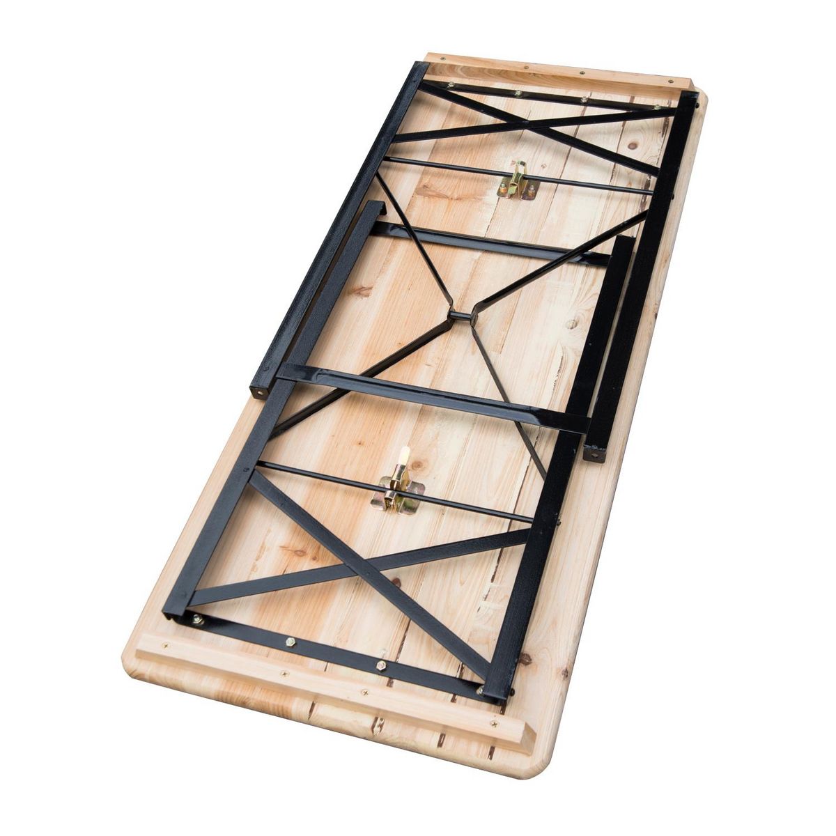 OUTSUNNY Table de camping pique-nique pliable portable + 2 bancs pliables métal époxy noir bois massif sapin