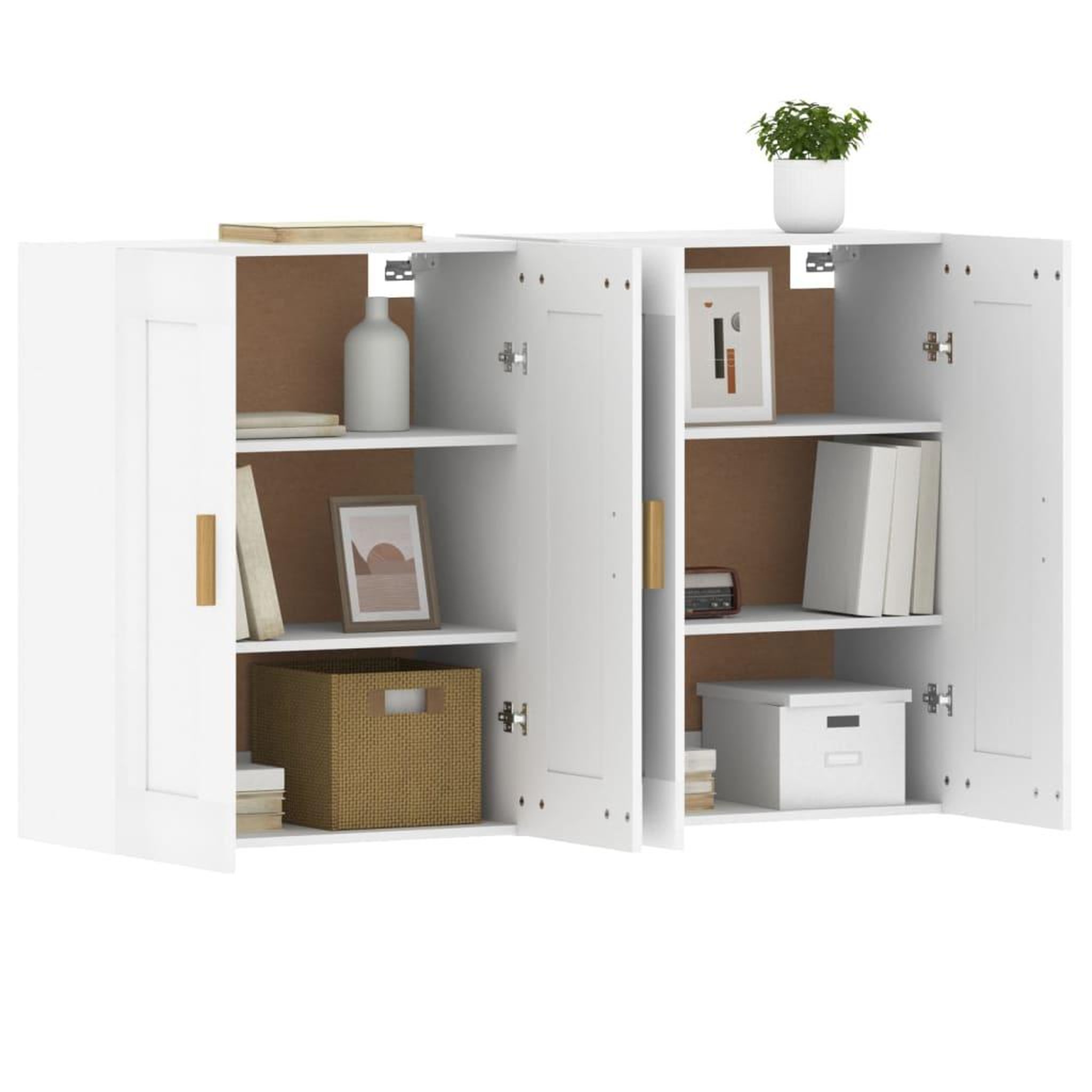 Voir la diapositive 4 : VIDAXL Armoires murales 2 pcs blanc bois d'ingenierie