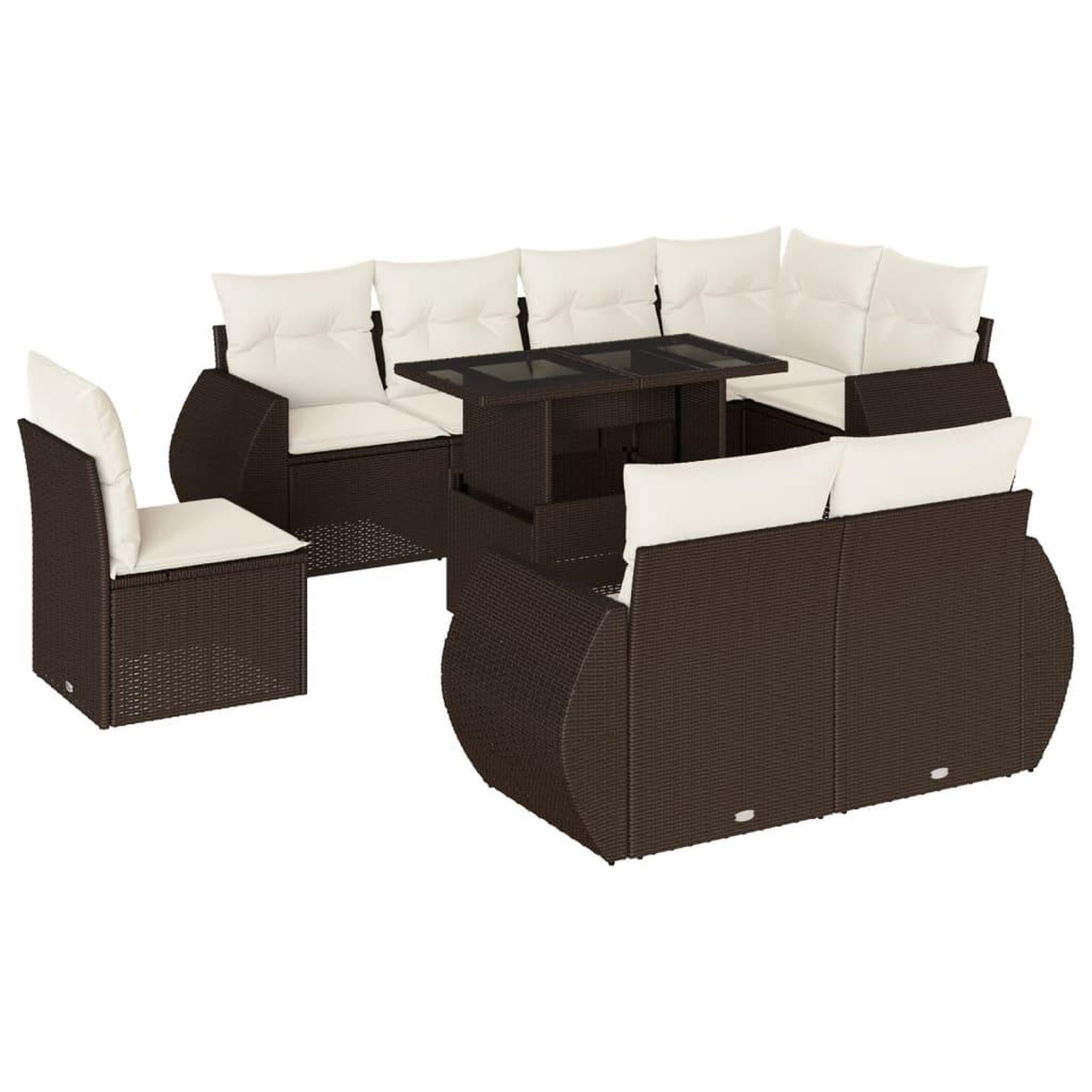 Voir la diapositive 2 : VIDAXL Salon de jardin avec coussins 9 pcs marron resine tressee