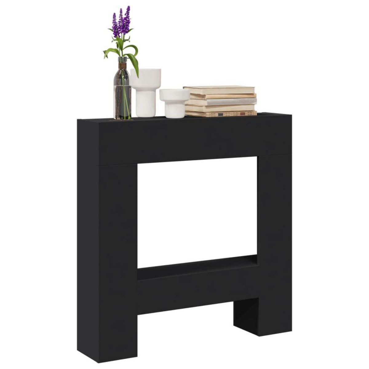 VIDAXL Cadre de cheminee noir 81x18x82 cm bois d'ingenierie