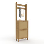 ID MARKET Vestiaire d'entrée HANAE meuble chaussures 2 portes effet naturel cannage