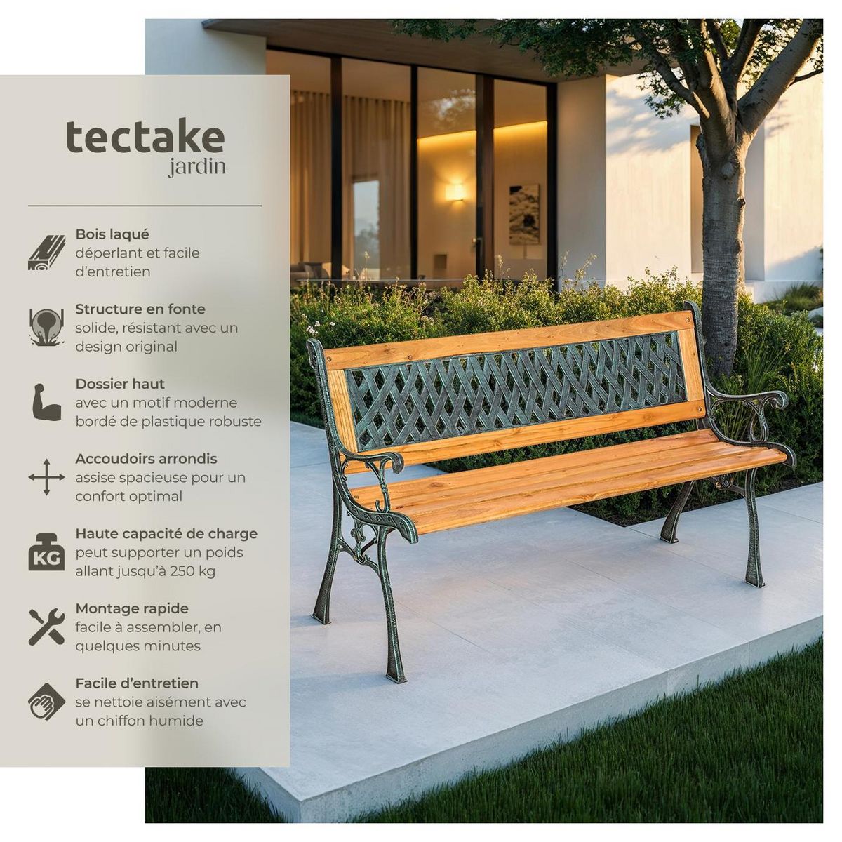 tectake Banc de jardin 2 places