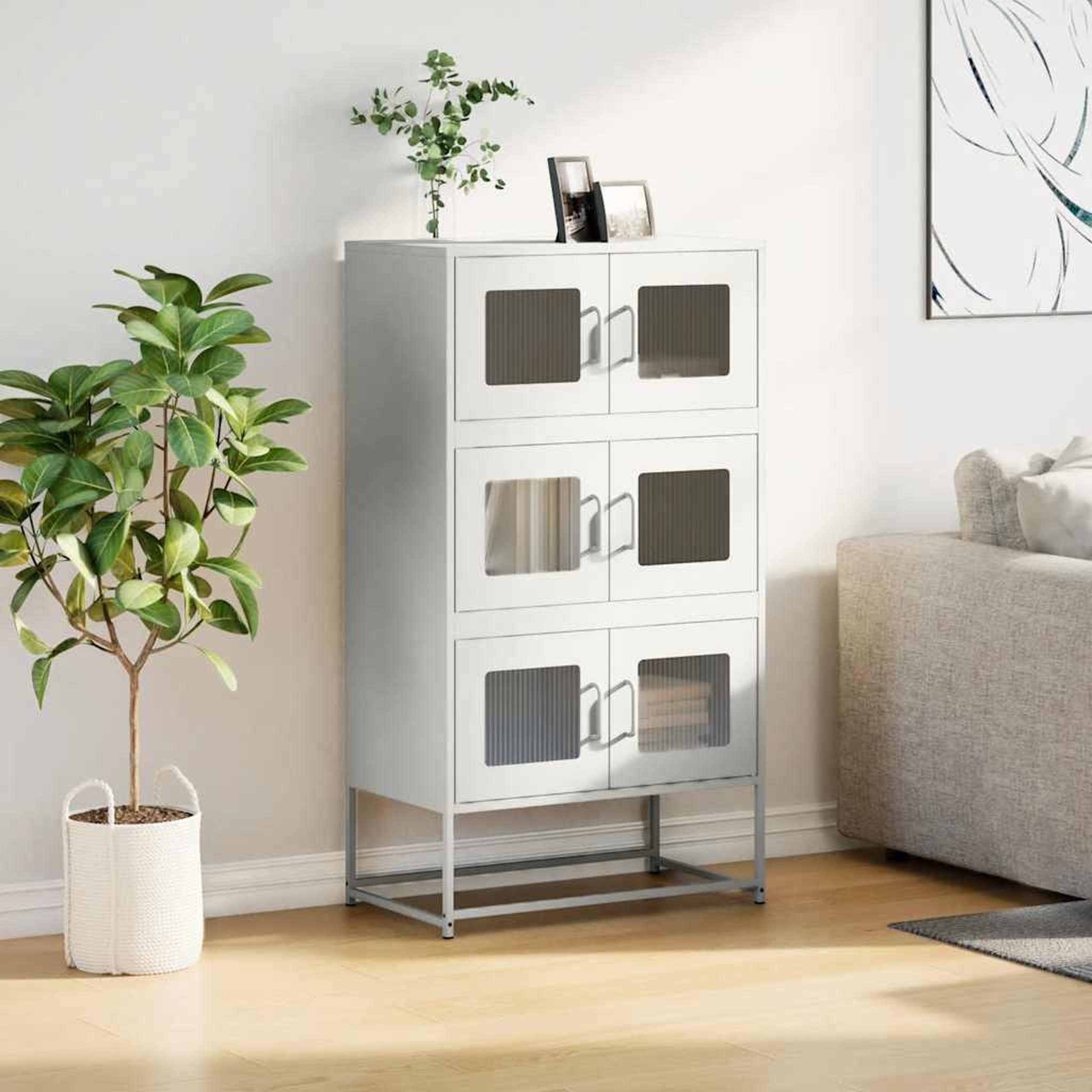 Voir la diapositive 4 : VIDAXL Buffet haut blanc 68x39x123 cm acier