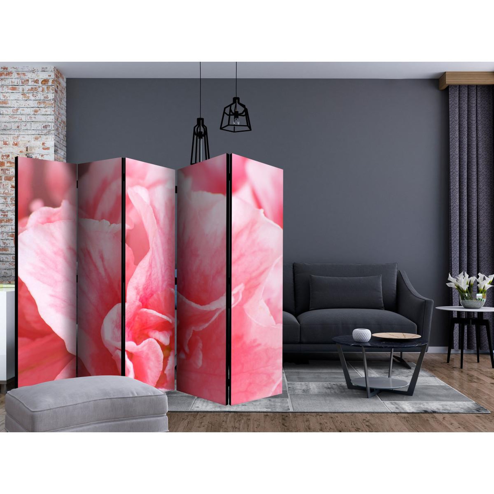 Voir la diapositive 2 : Paris Prix Paravent 5 volets  pink azalea flowers  172x225cm