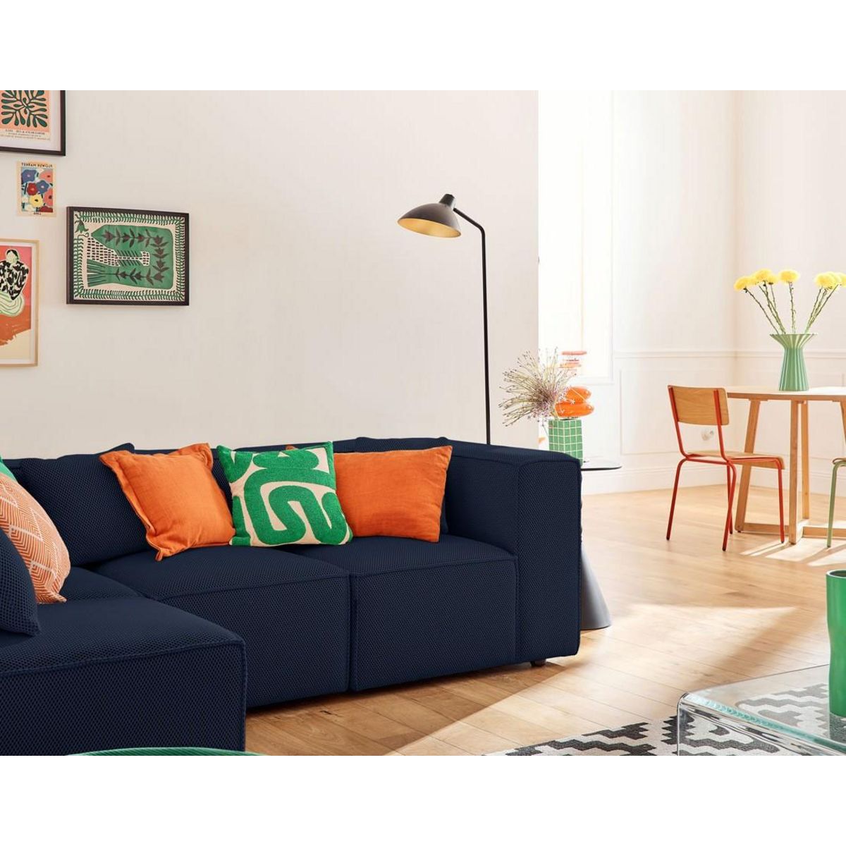 LISA DESIGN Arty - canapé modulable d'angle gauche 5 places - en tissu mailles 3d