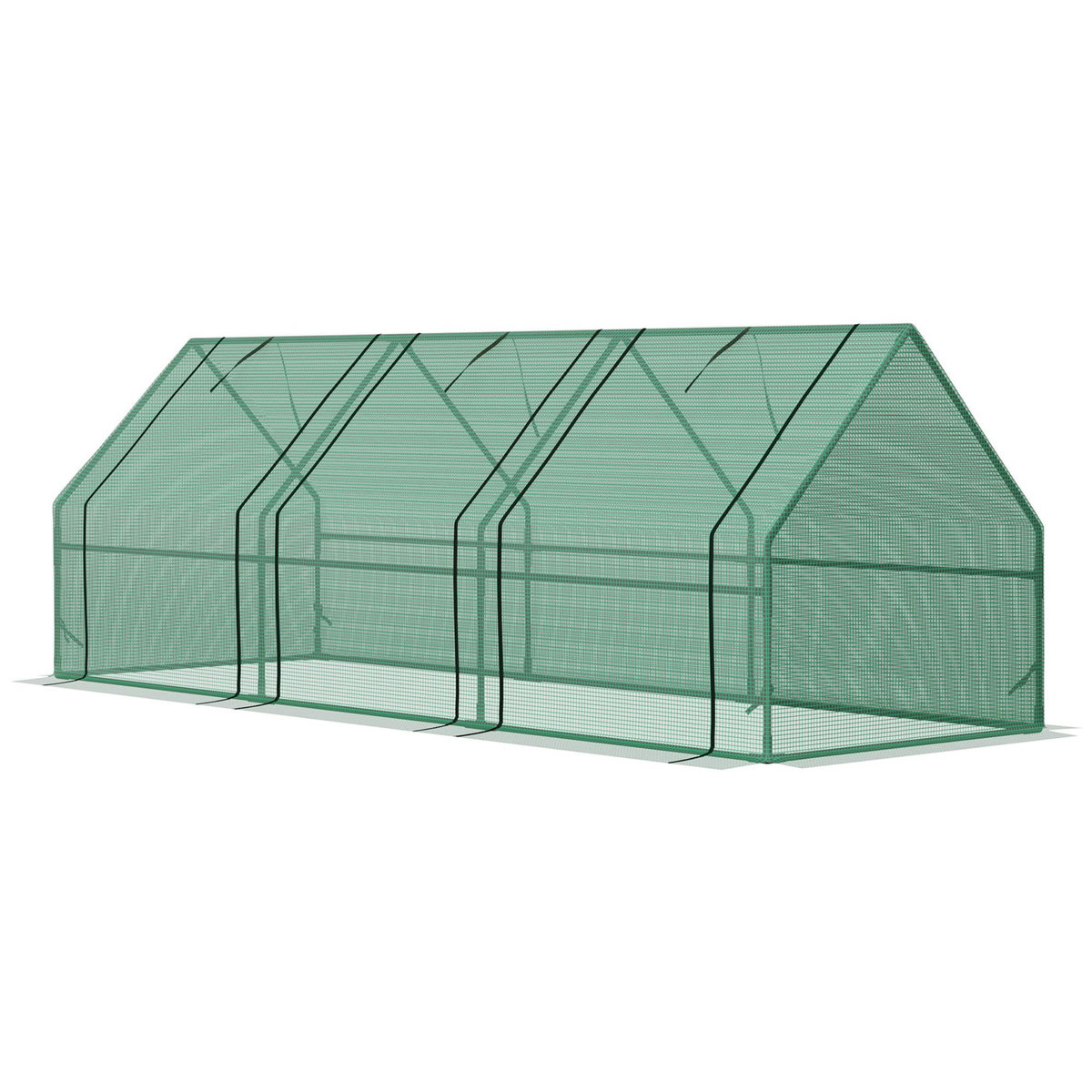 HOMCOM Mini serre de jardin 270L x 90l x 90H cm acier PE haute densité 140 g/m² anti-UV 3 fenêtres avec zip enroulables vert