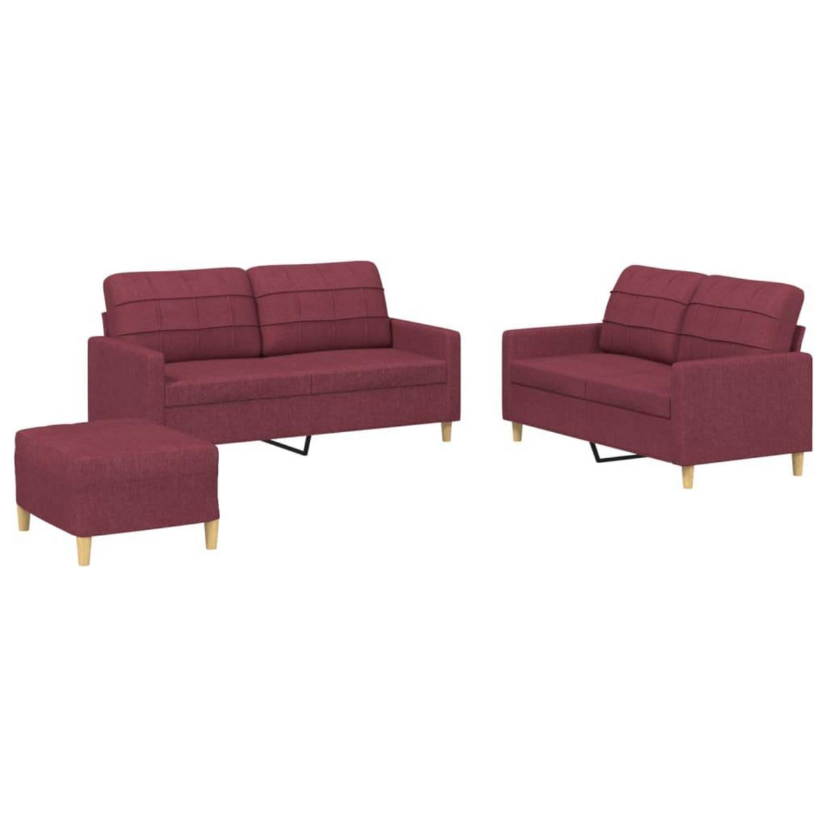 VIDAXL Ensemble de canapes 3 pcs avec coussins Rouge bordeaux Tissu