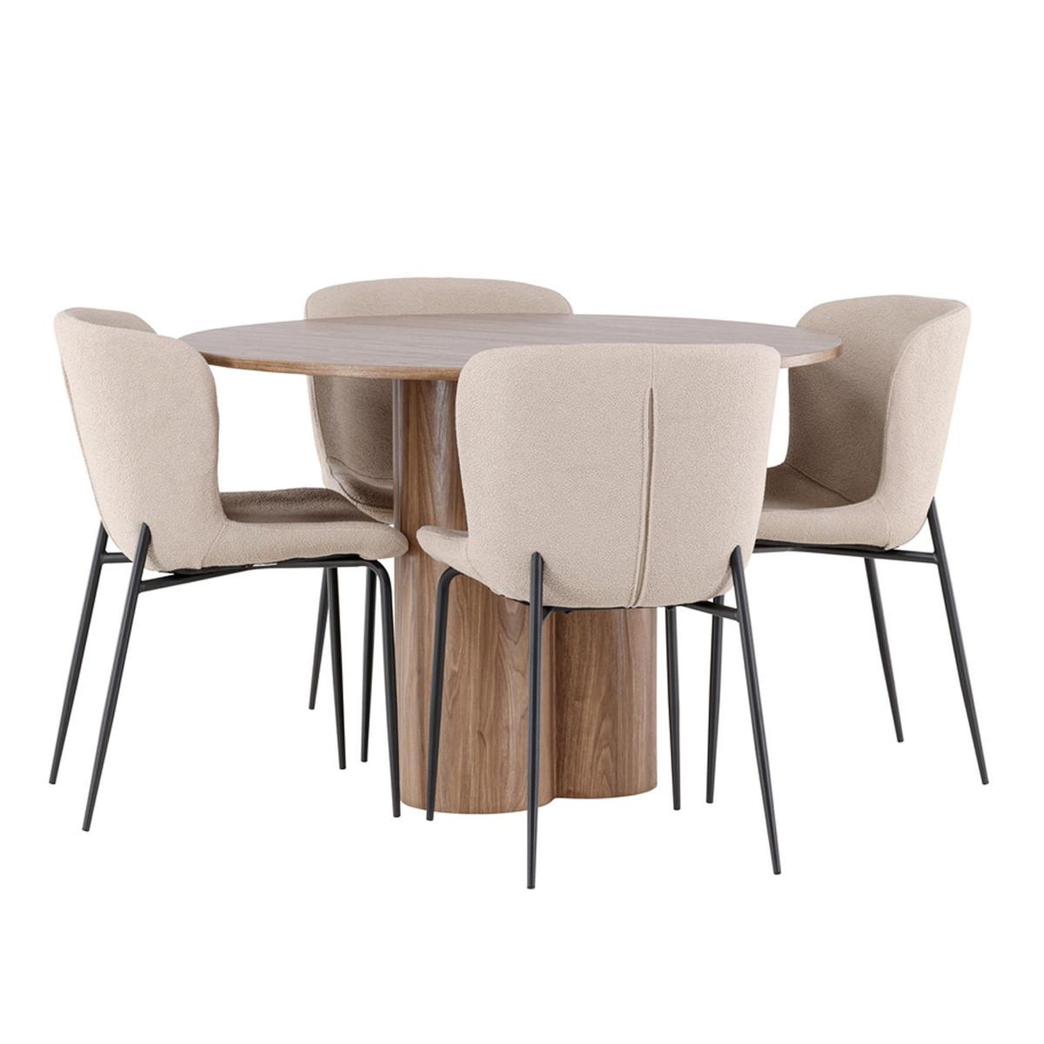 Paris Prix Ensemble table à manger & 4 chaises  olivia & modesto  110cm marron & beige