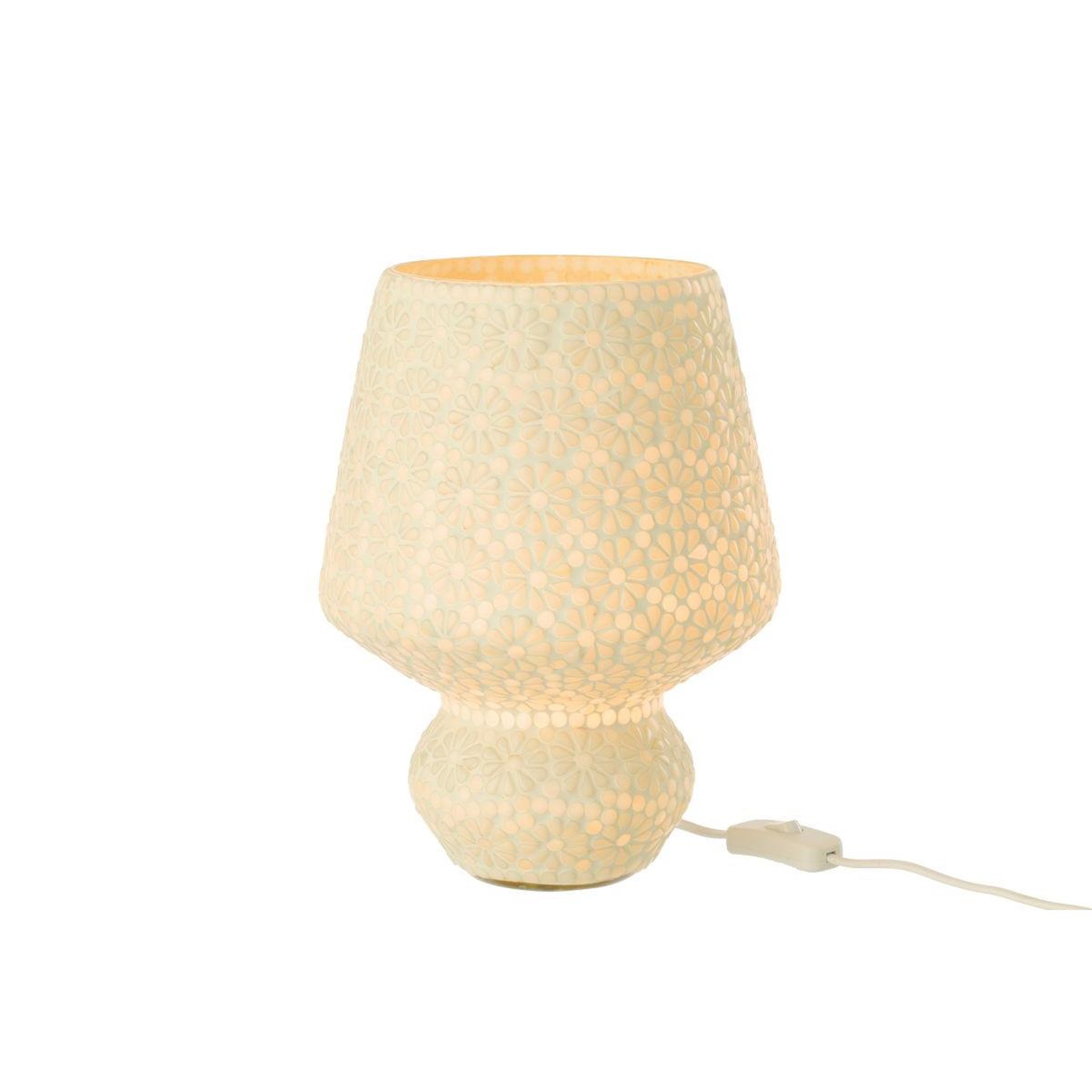 Voir la diapositive 2 : J-LINE Lampe à poser mosaïque  tammy  30cm blanc & vert