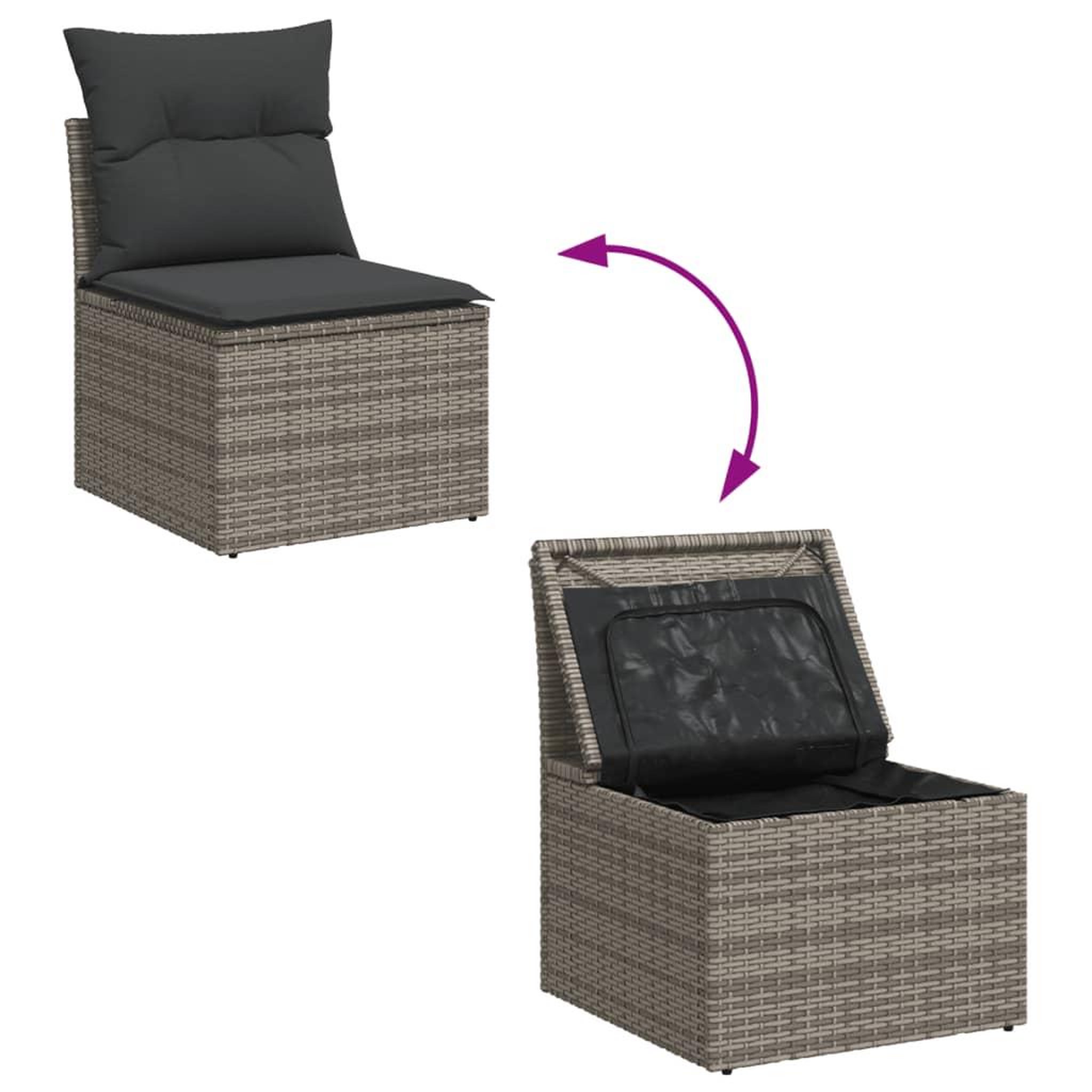 Voir la diapositive 3 : VIDAXL Salon de jardin 5 pcs avec coussins gris resine tressee