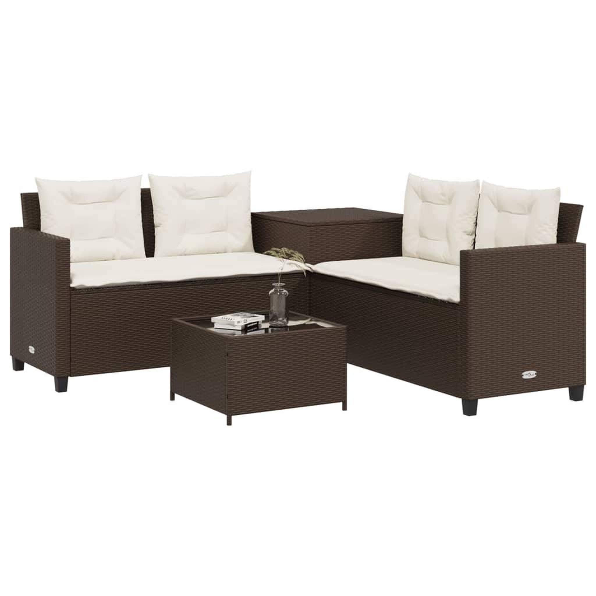 Voir la diapositive 3 : VIDAXL Canape de jardin avec table et coussins en forme de L marron