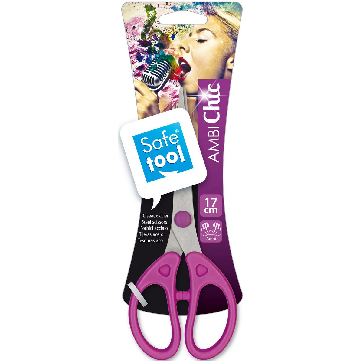SAFETOOL  Paire de ciseaux bouts pointus 17cm Ambichic Prune