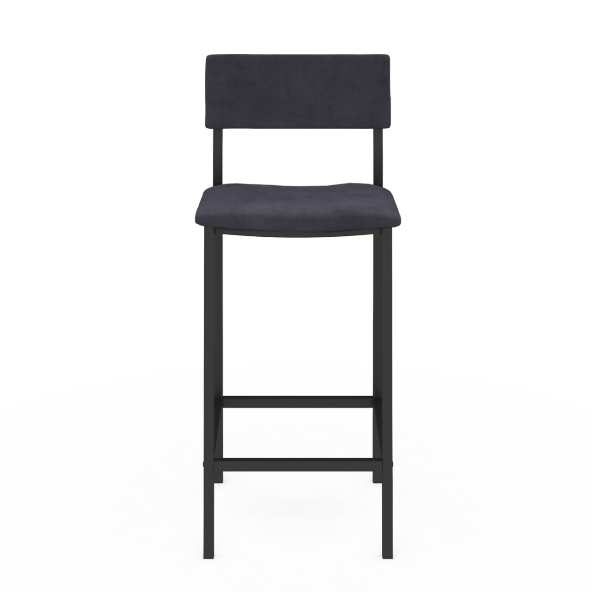 ID MARKET Lot de 4 tabourets de bar AUBIN avec dossier chaise de cuisine velours gris anthracite