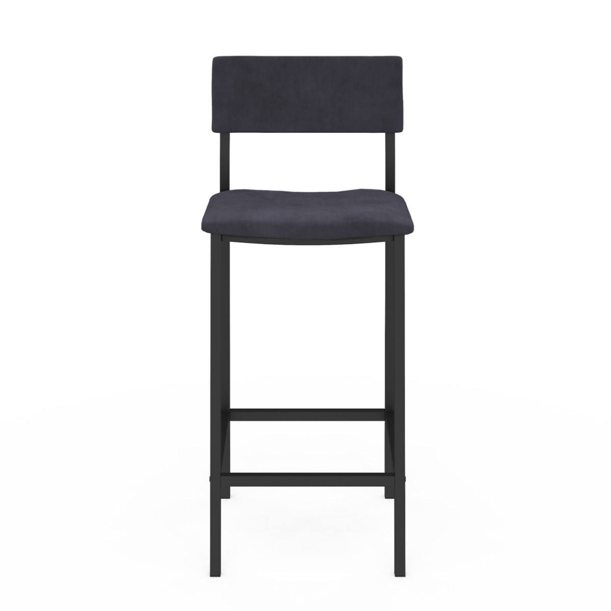 ID MARKET Lot de 4 tabourets de bar AUBIN avec dossier chaise de cuisine velours gris anthracite