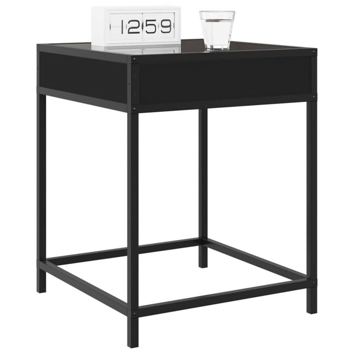 VIDAXL Table de chevet avec LED infini noir 40x40x51 cm