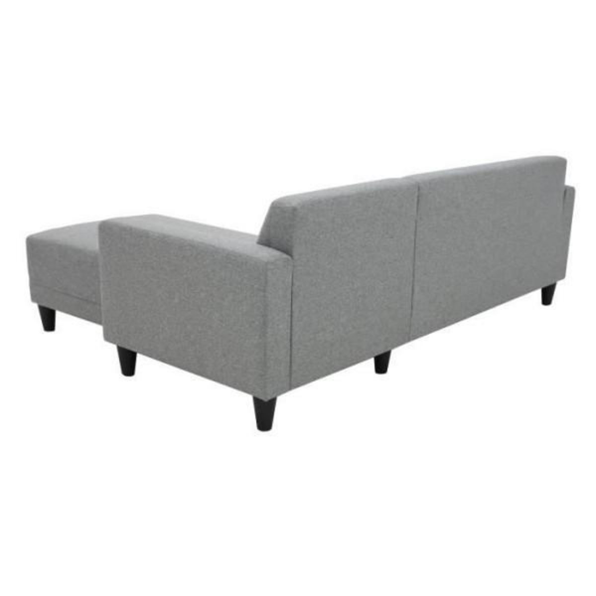 MARKET24 Canapé d'angle fixe 4 places BOB - Tissu souris - Réversible - L 197 x P 117 x H 65 cm